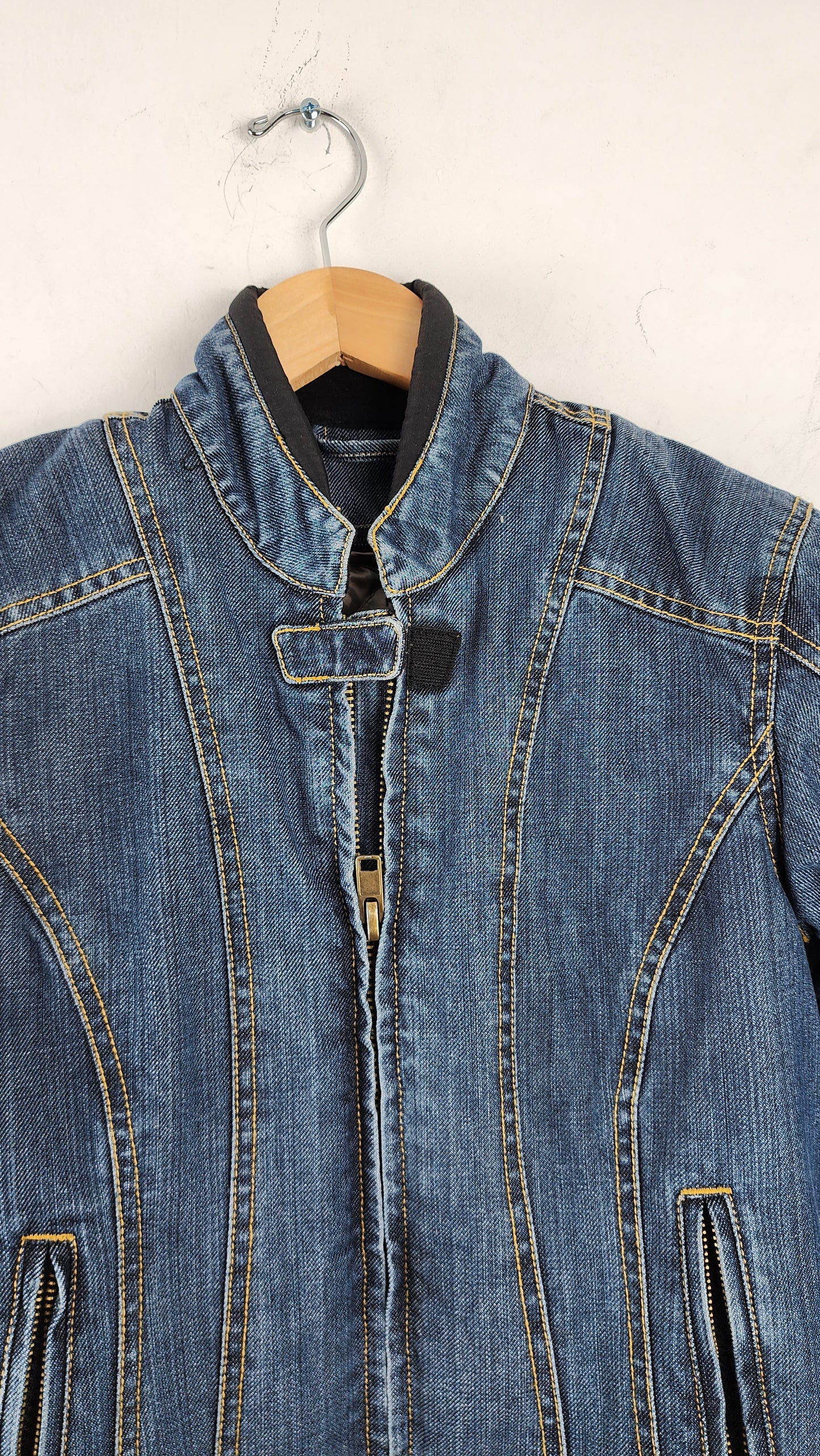 Womens Vintage Denim Moto Jacket