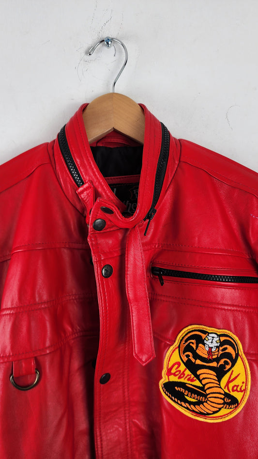 Vintage Cobra Kai Red Leather Jacket