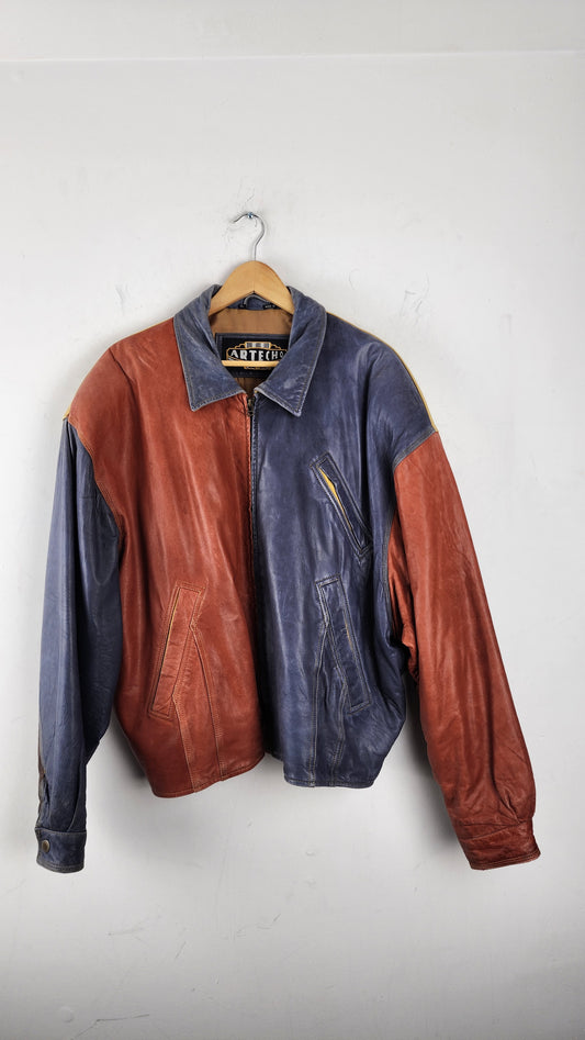 Late 90s Vintage Colorblock Soft Leather Jacket