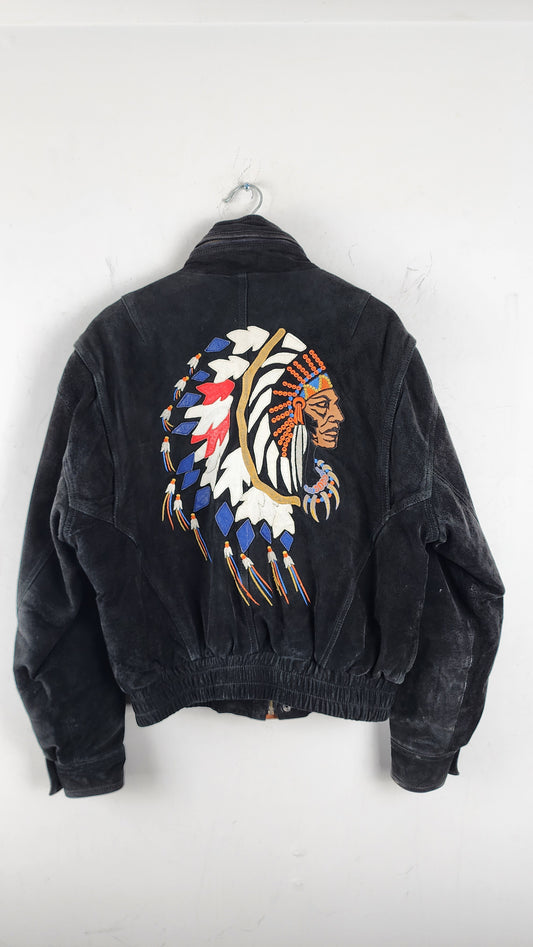 Late 90s Native American Embroidery Leather Jacket