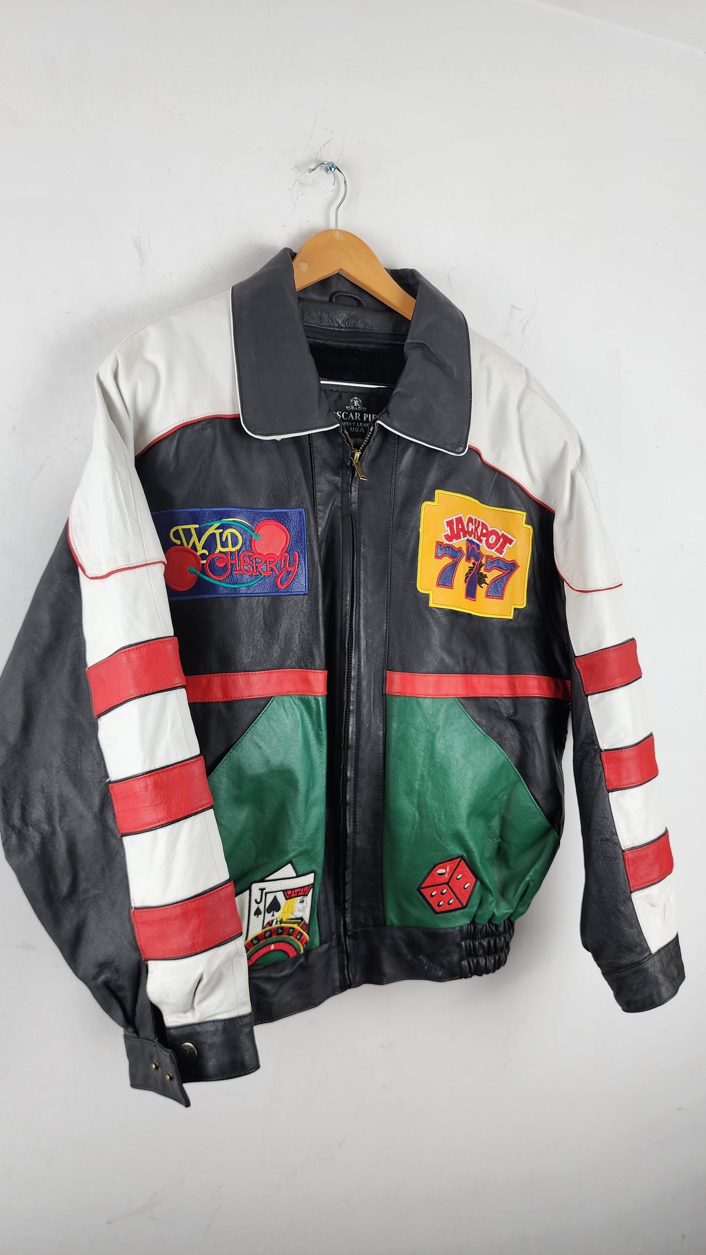 Late 90s Vintage Leather Las Vegas Casino Jackpot Leather Jacket