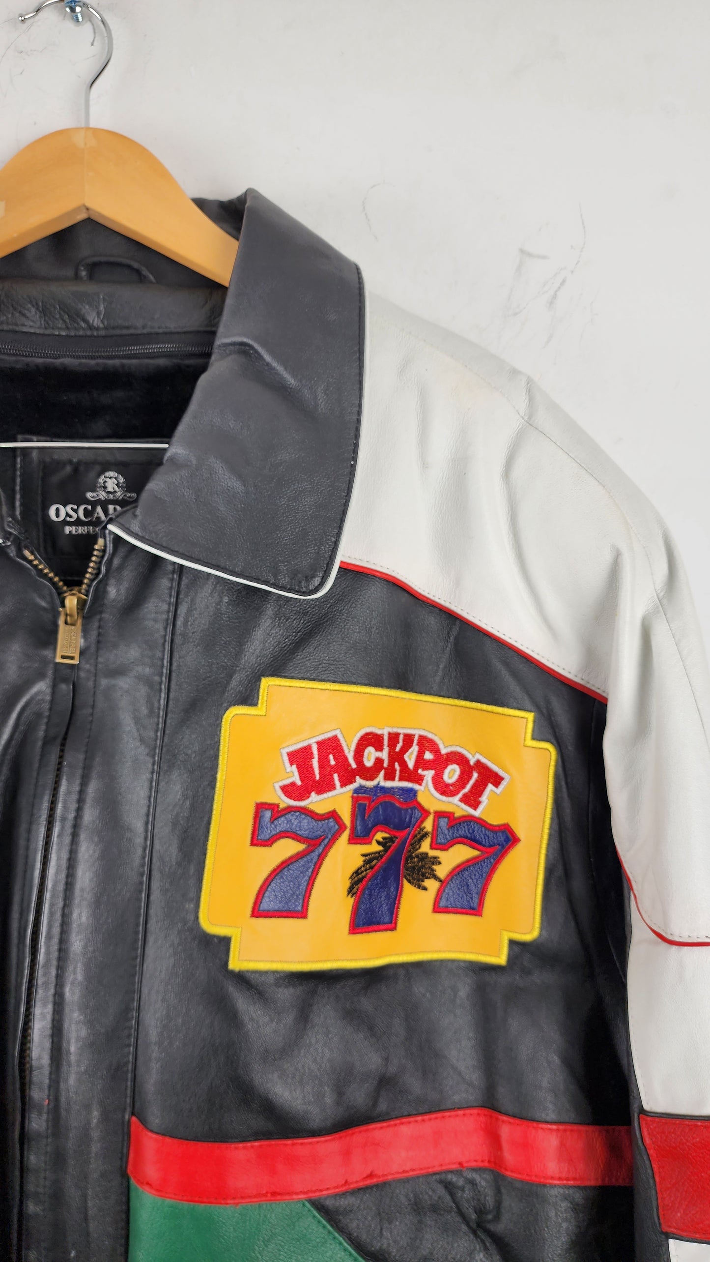 Late 90s Vintage Leather Las Vegas Casino Jackpot Leather Jacket