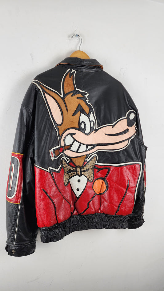 90s Big Bad Bunny Looney Toons Leather Jacket