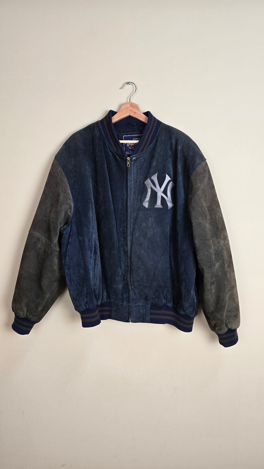 Vintage NY Yankees Suede Leather Colorblock Jacket - 2xL (L3)