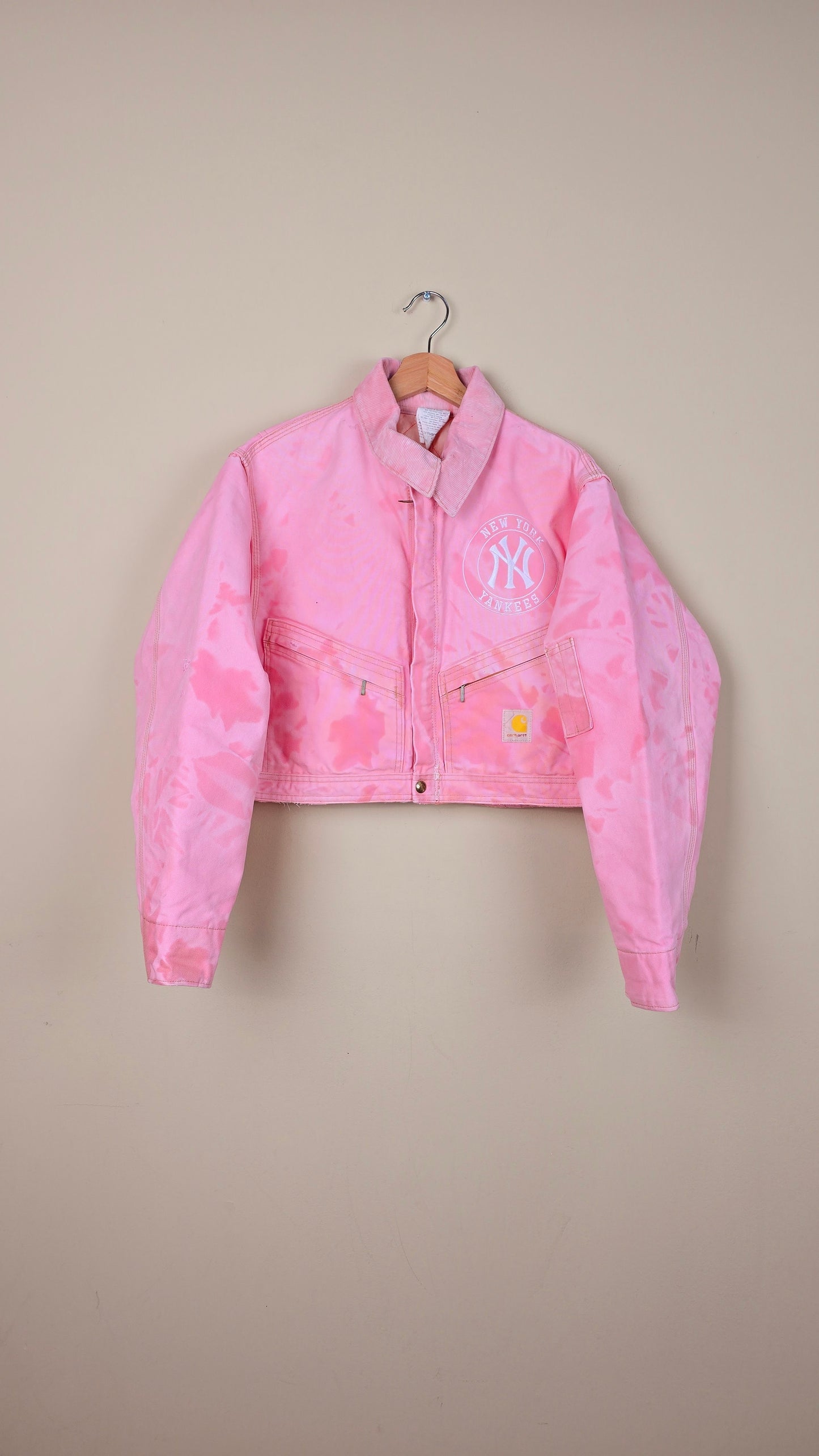Vintage Carhartt X NY Yankees Cropped Jacket | Camo Pink - Size S (001)