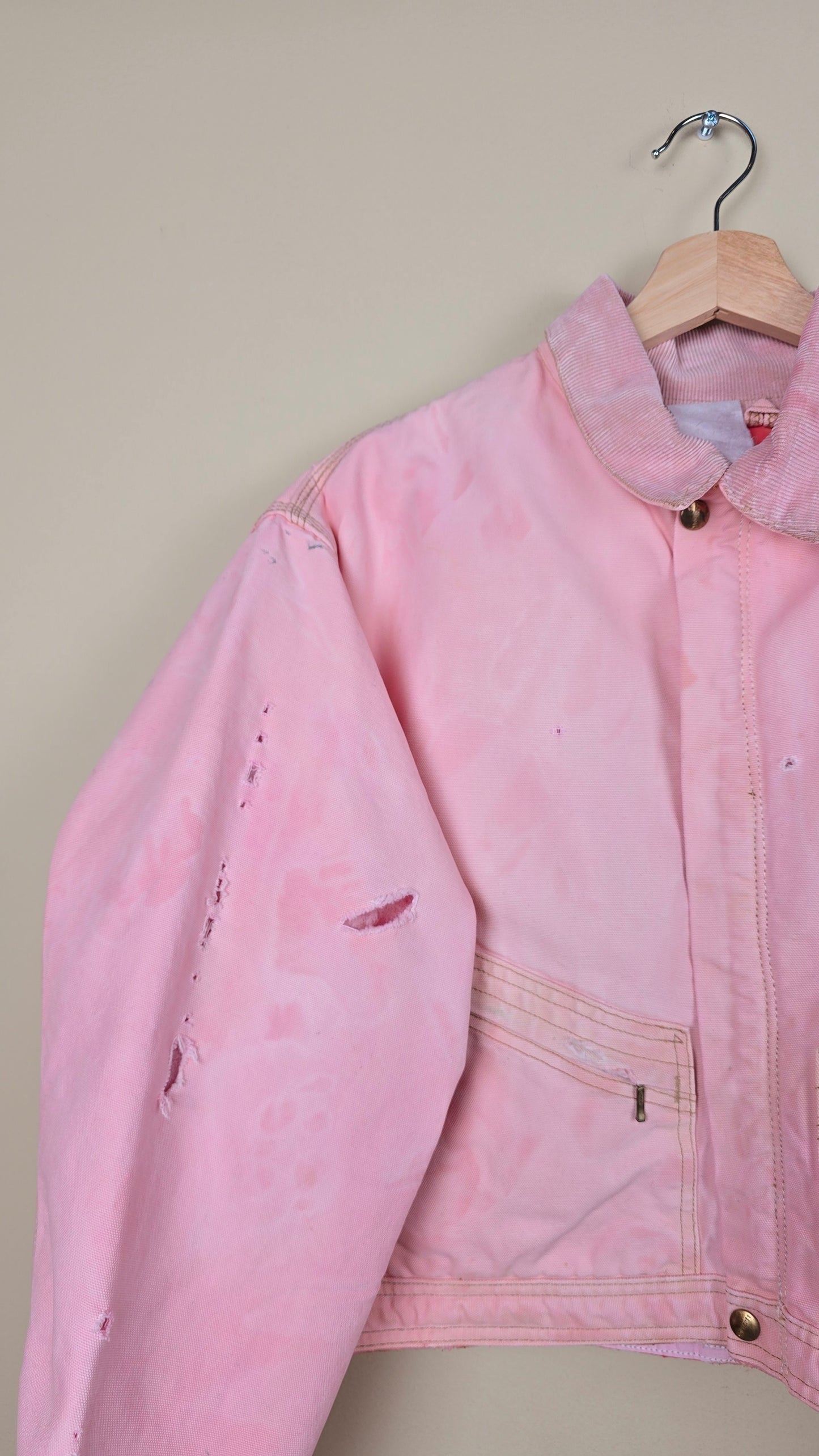 Vintage Carhartt X NY Yankees Cropped Jacket | Baby Pink - Size L (011)
