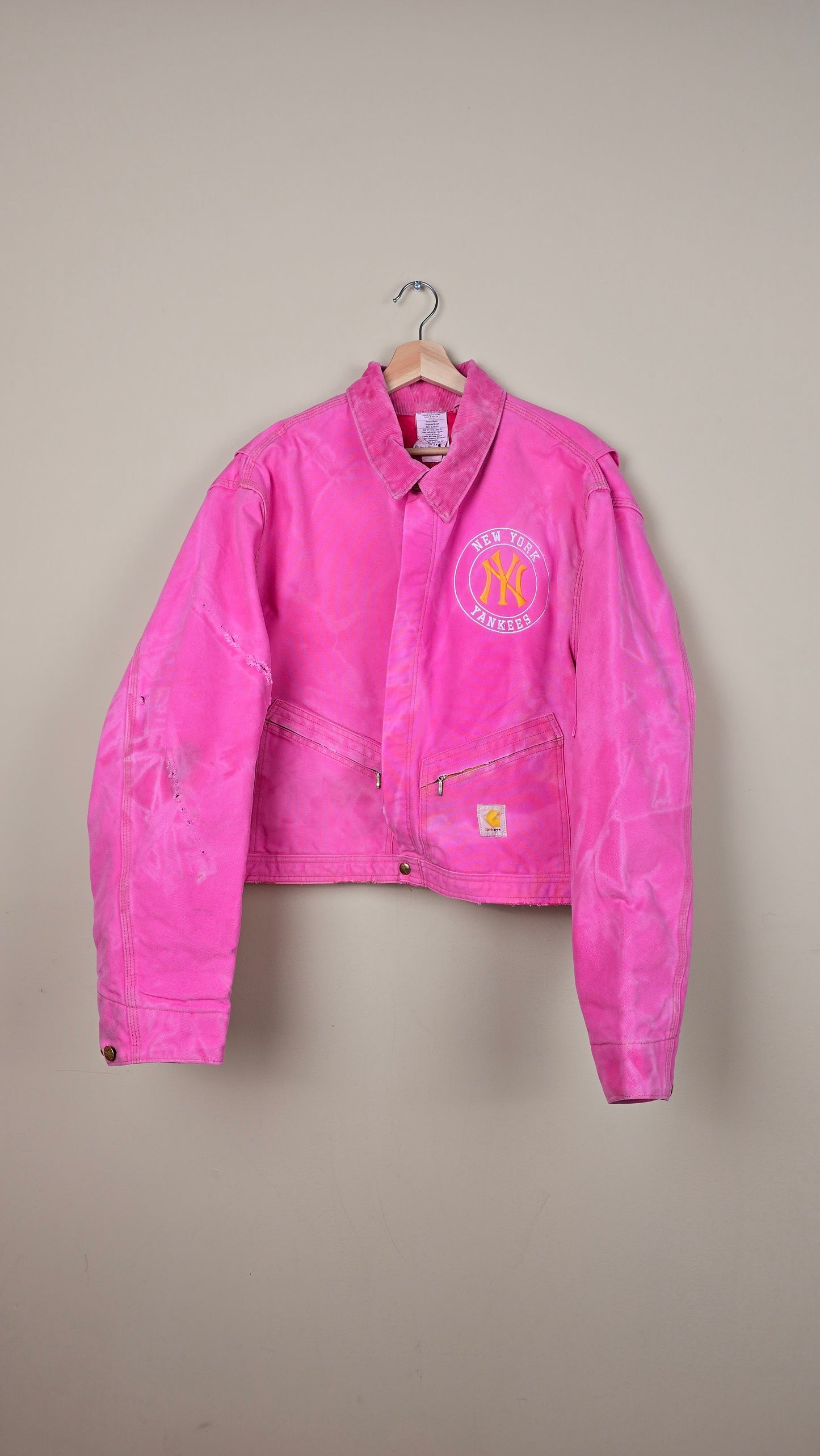 Vintage Carhartt X NY Yankees Cropped Jacket | Pink - Size 2xL (012)