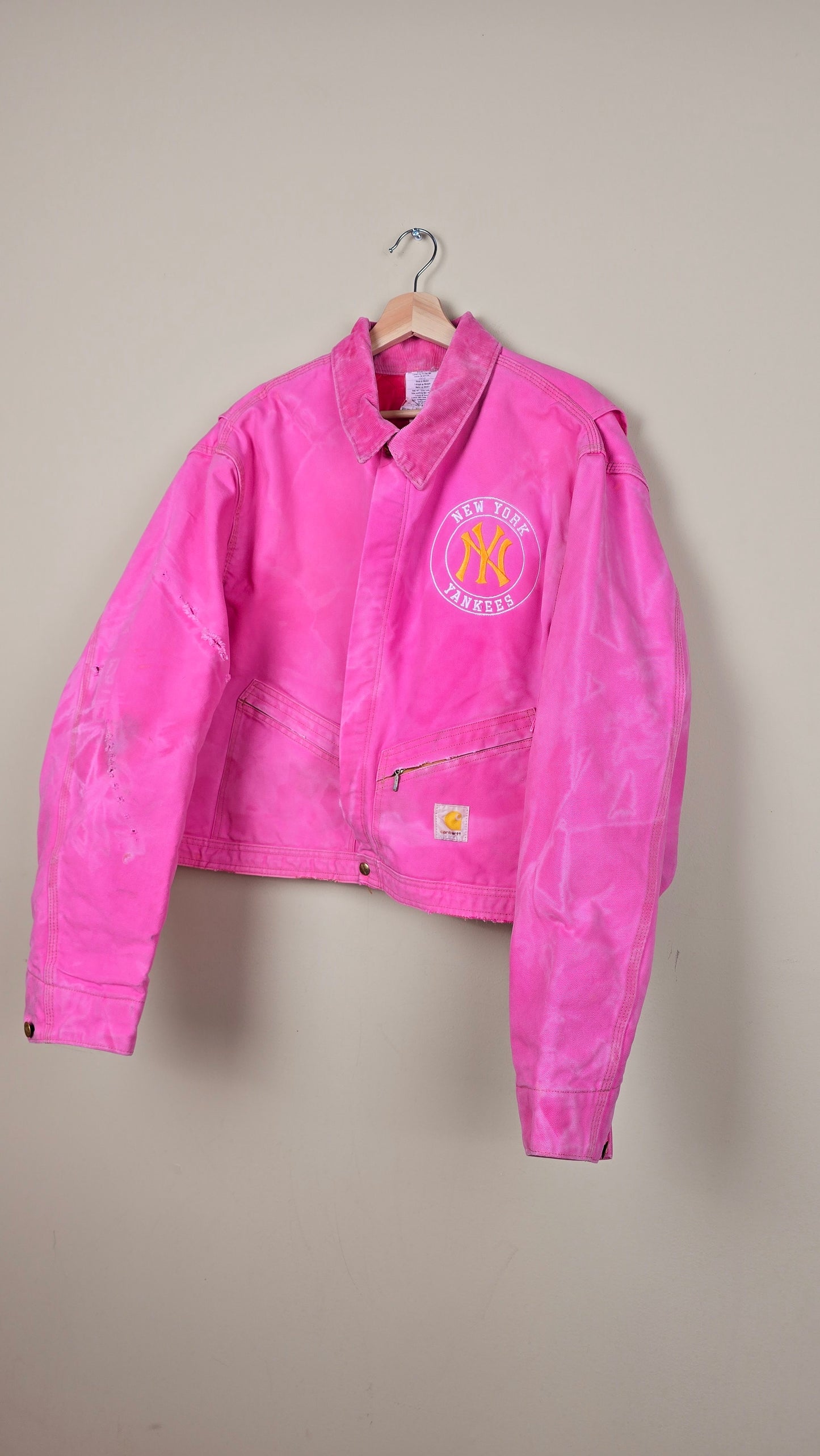 Vintage Carhartt X NY Yankees Cropped Jacket | Pink - Size 2xL (012)