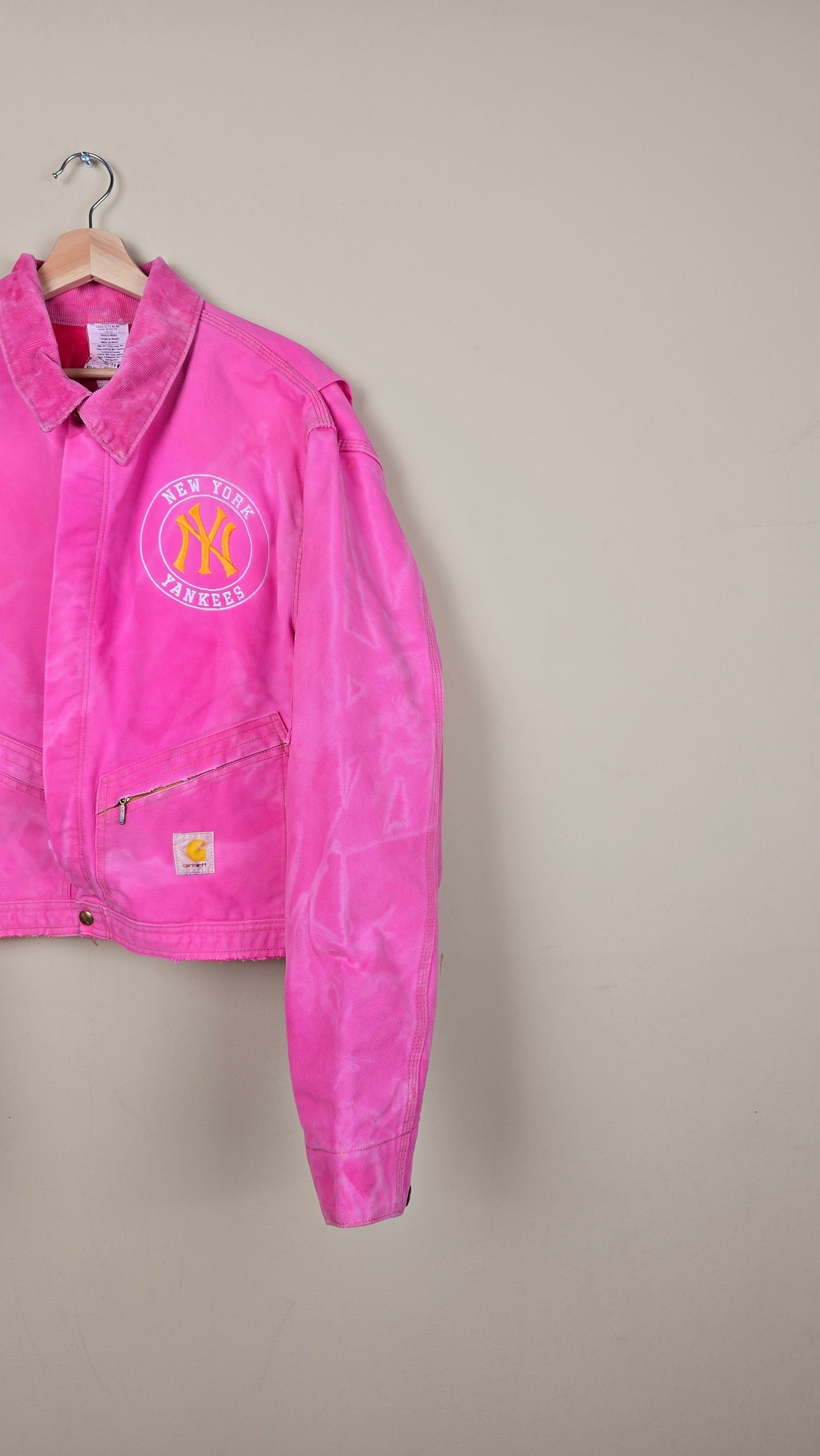 Vintage Carhartt X NY Yankees Cropped Jacket | Pink - Size 2xL (012)