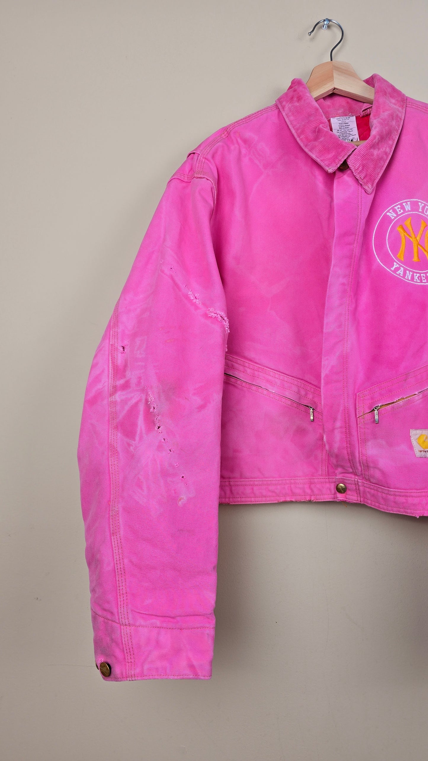 Vintage Carhartt X NY Yankees Cropped Jacket | Pink - Size 2xL (012)