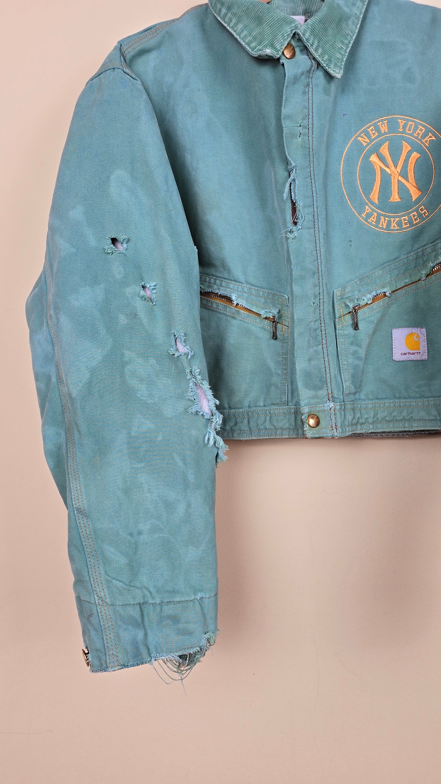 Vintage Carhartt X NY Yankees Cropped Jacket | Teal - Size M (016)
