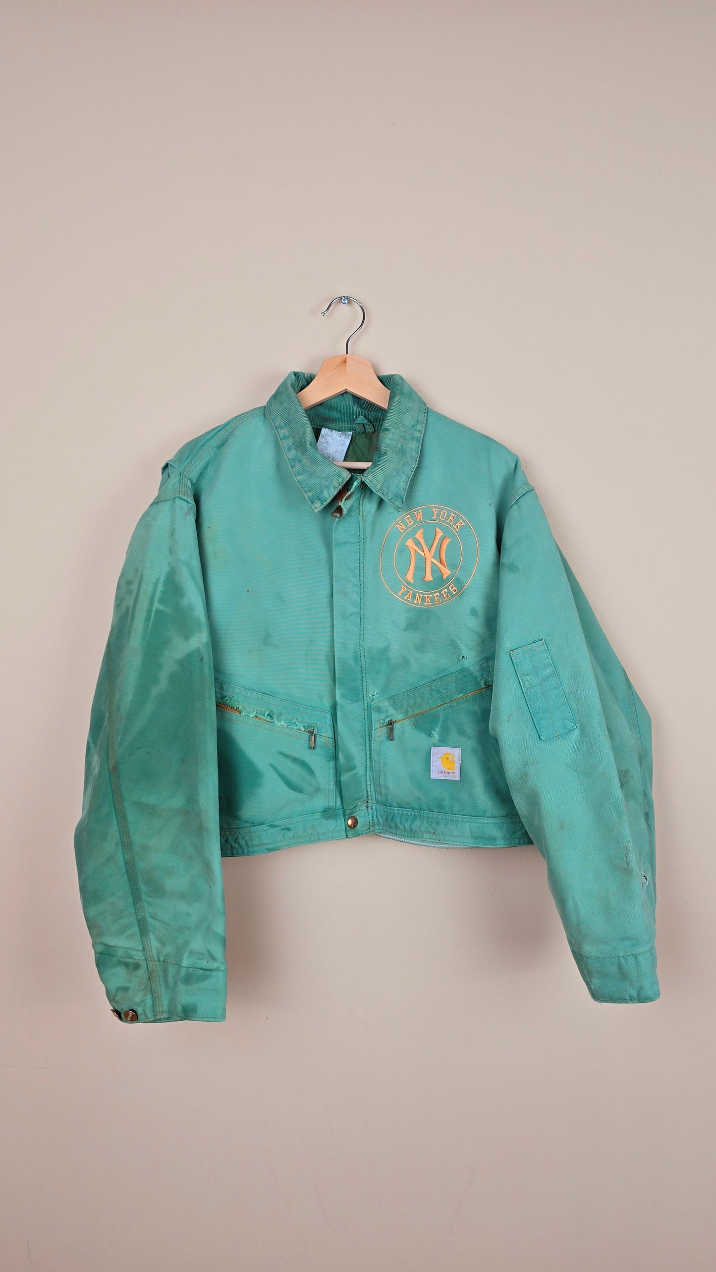Vintage Carhartt X NY Yankees Cropped Jacket | Green - Size M (017)