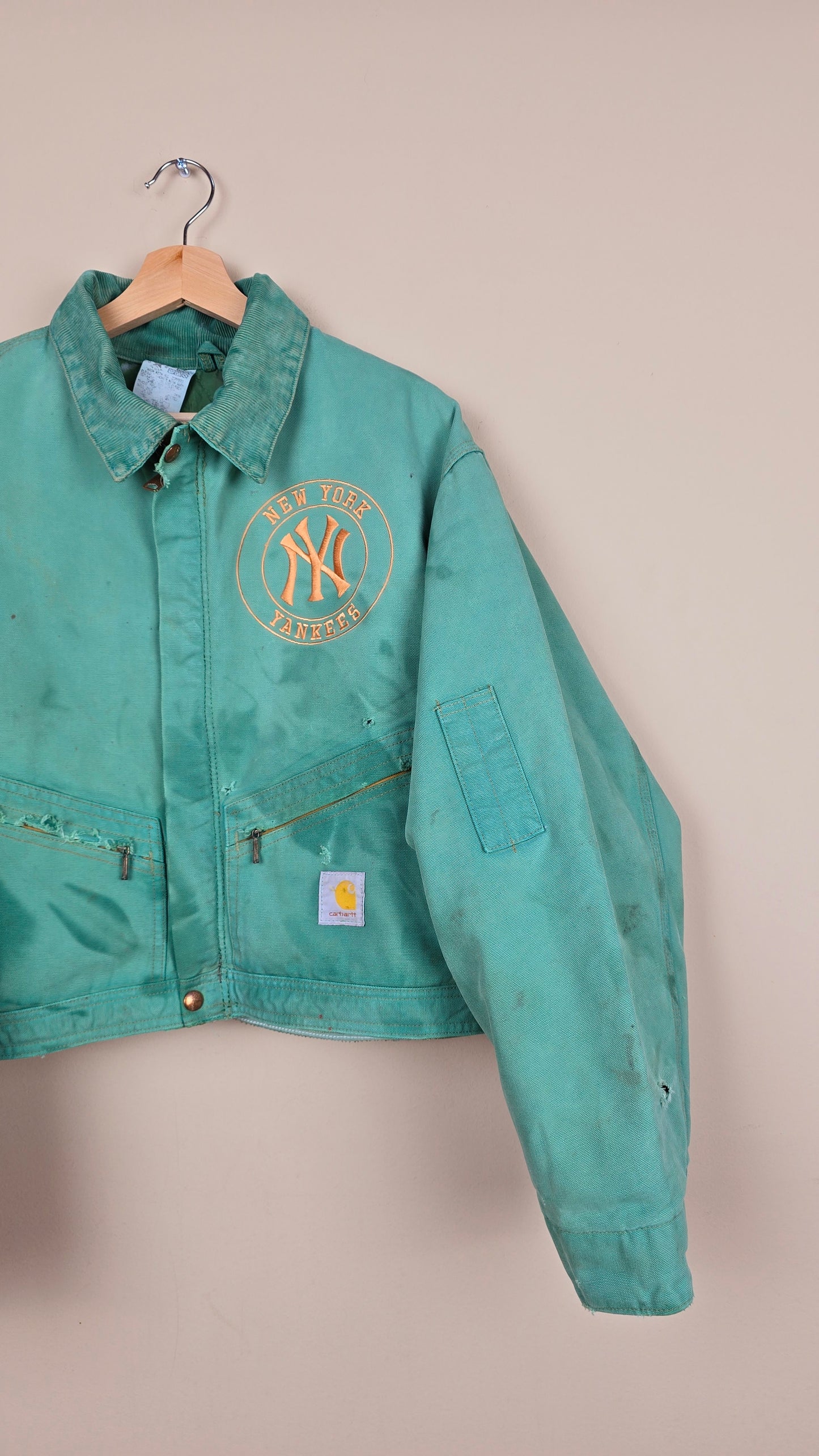 Vintage Carhartt X NY Yankees Cropped Jacket | Green - Size M (017)