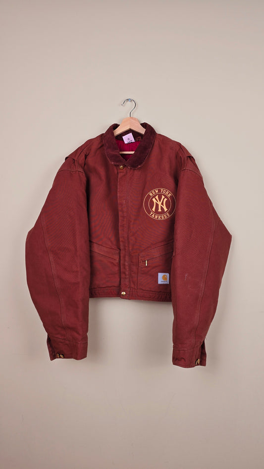 Vintage Carhartt X NY Yankees Cropped Jacket | Chocolate - Size 2xL (018)