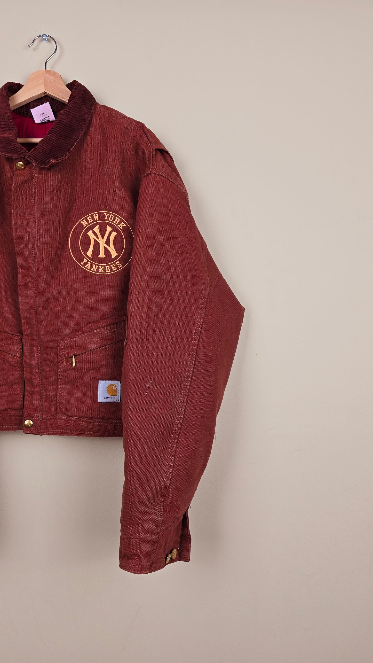 Vintage Carhartt X NY Yankees Cropped Jacket | Chocolate - Size 2xL (018)