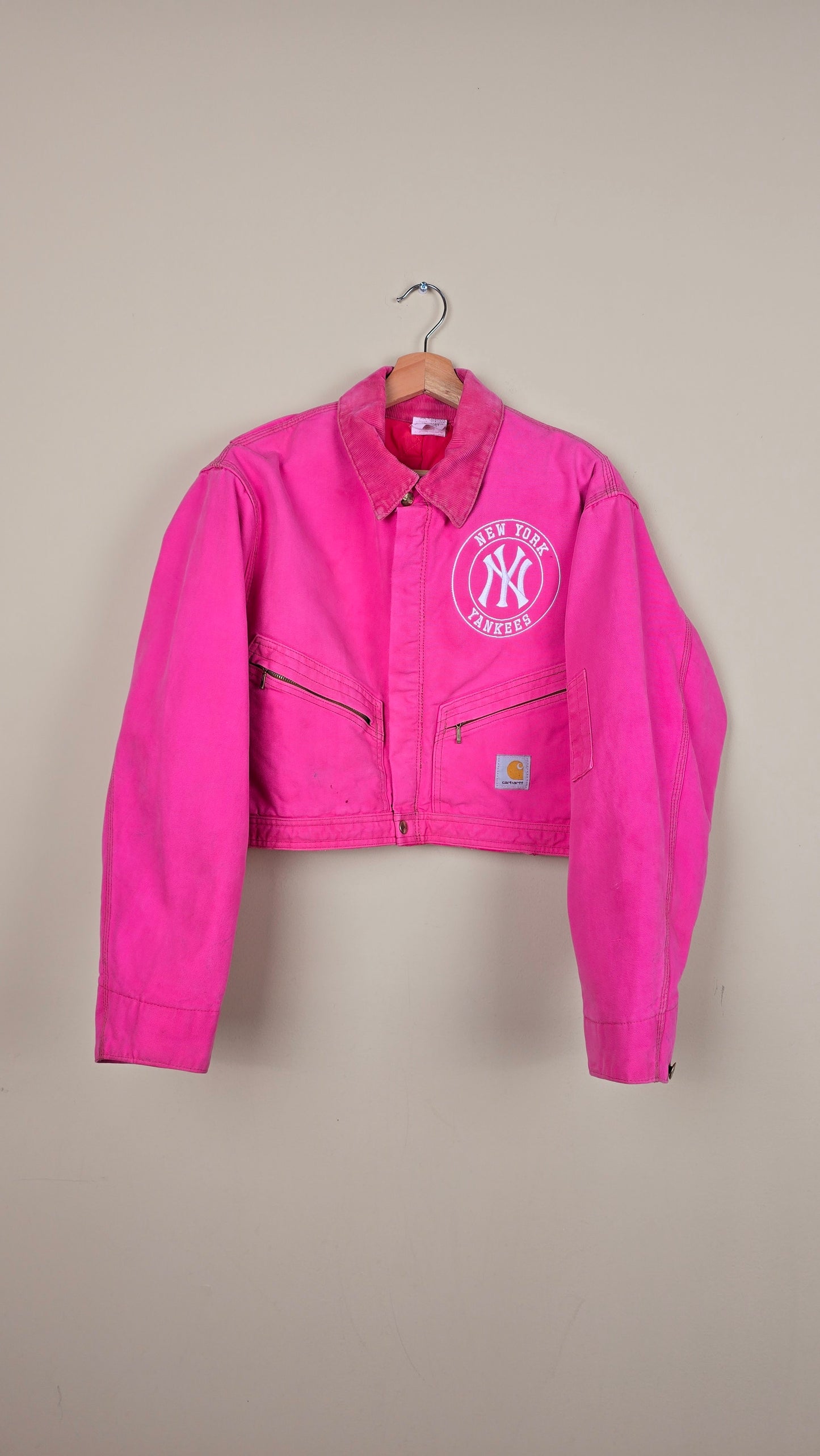 Vintage Carhartt X NY Yankees Cropped Jacket | Pink - Size M (020)