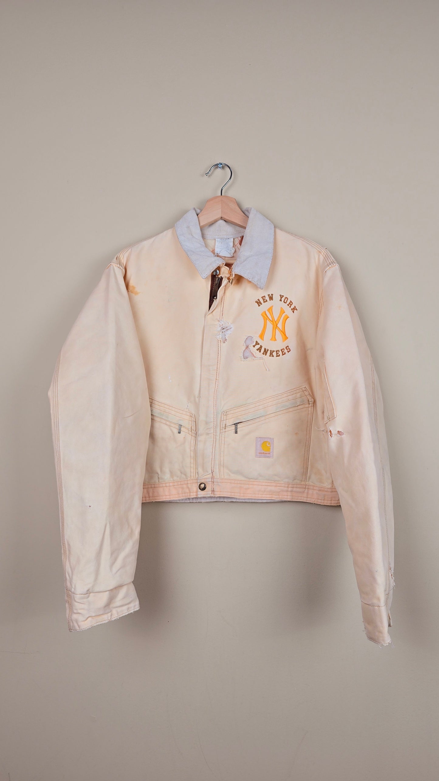 Vintage Carhartt X NY Yankees Cropped Jacket | Beige - Size M (021)