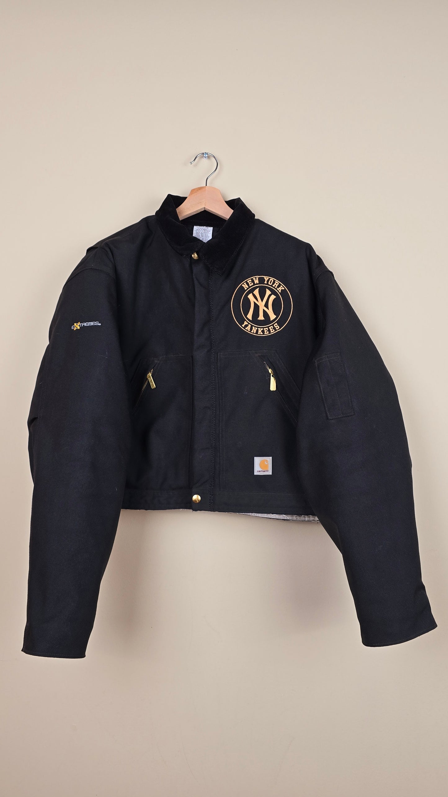 Vintage Carhartt X NY Yankees Cropped Jacket | Jet Black - Size L (022)