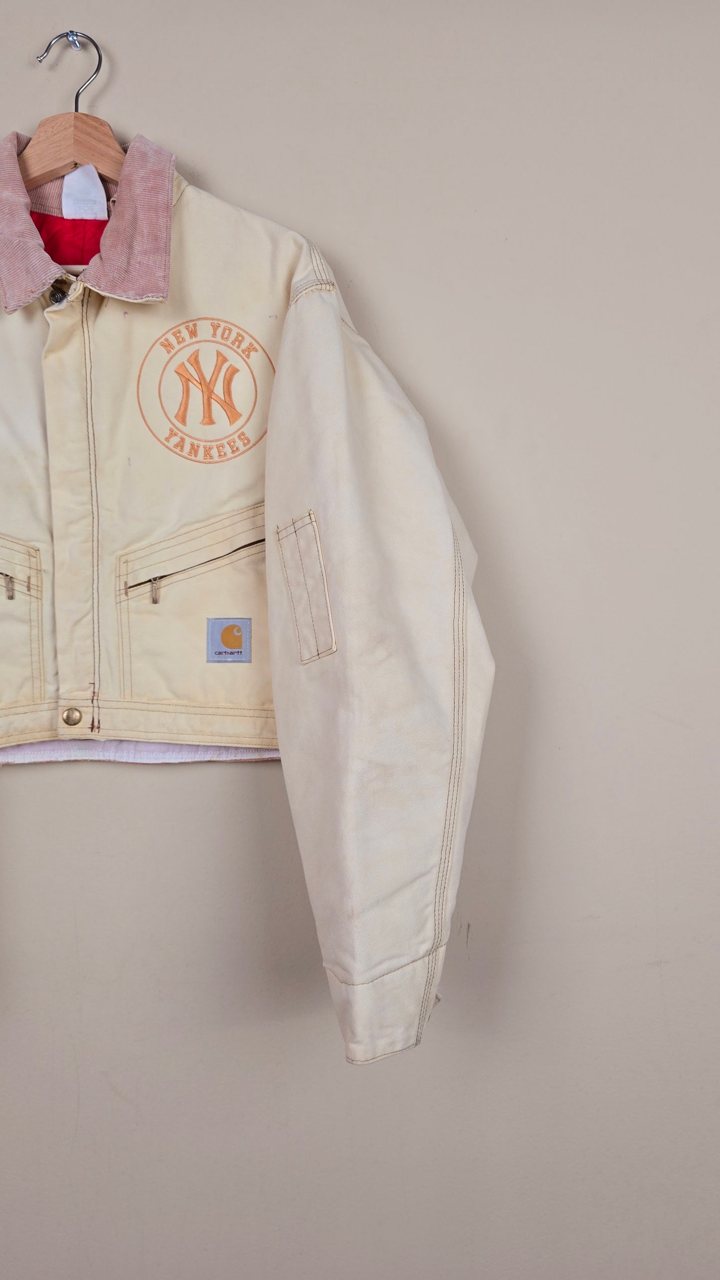 Vintage Carhartt X NY Yankees Cropped Jacket | Beige - Size S (023)