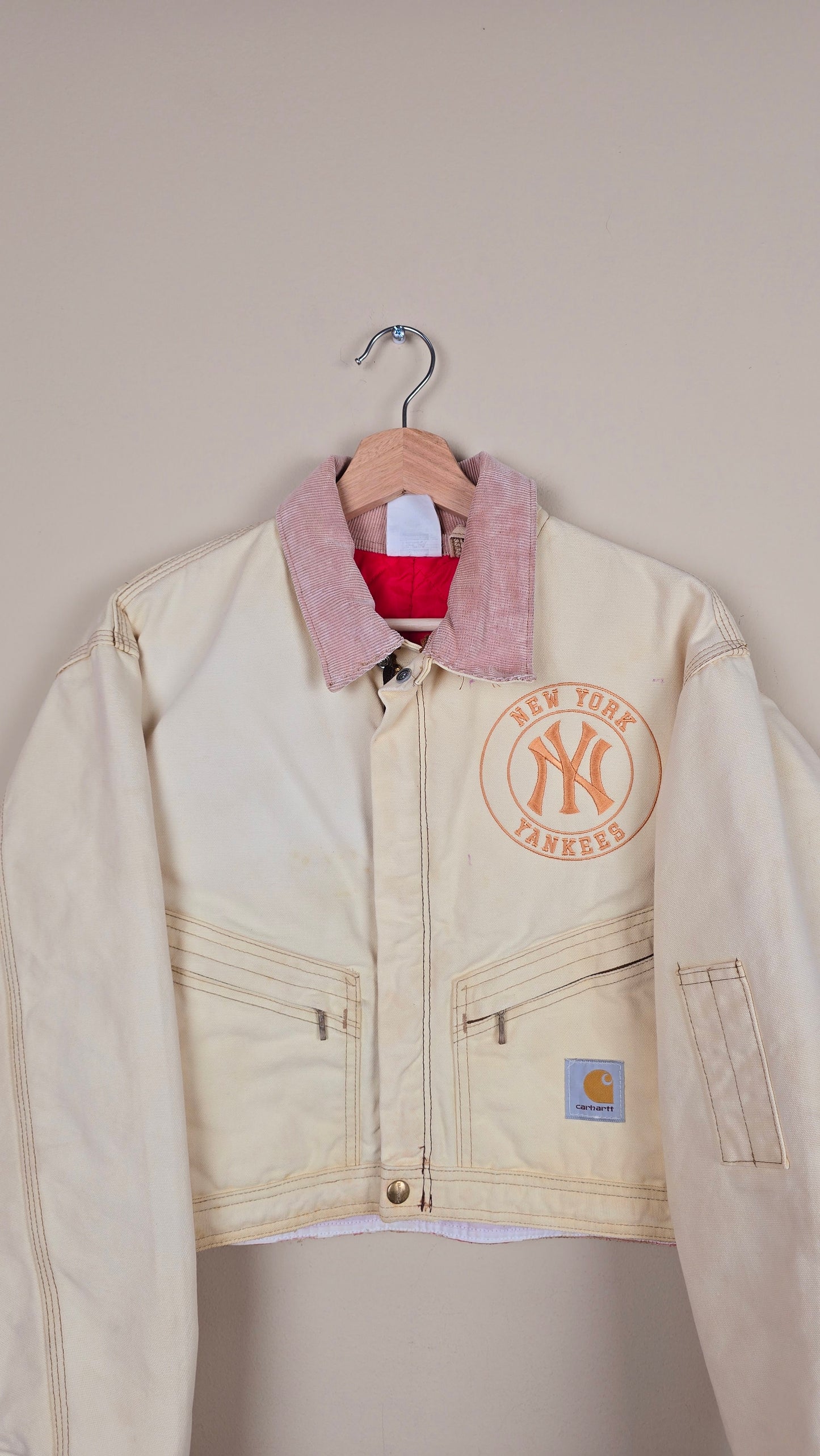 Vintage Carhartt X NY Yankees Cropped Jacket | Beige - Size S (023)