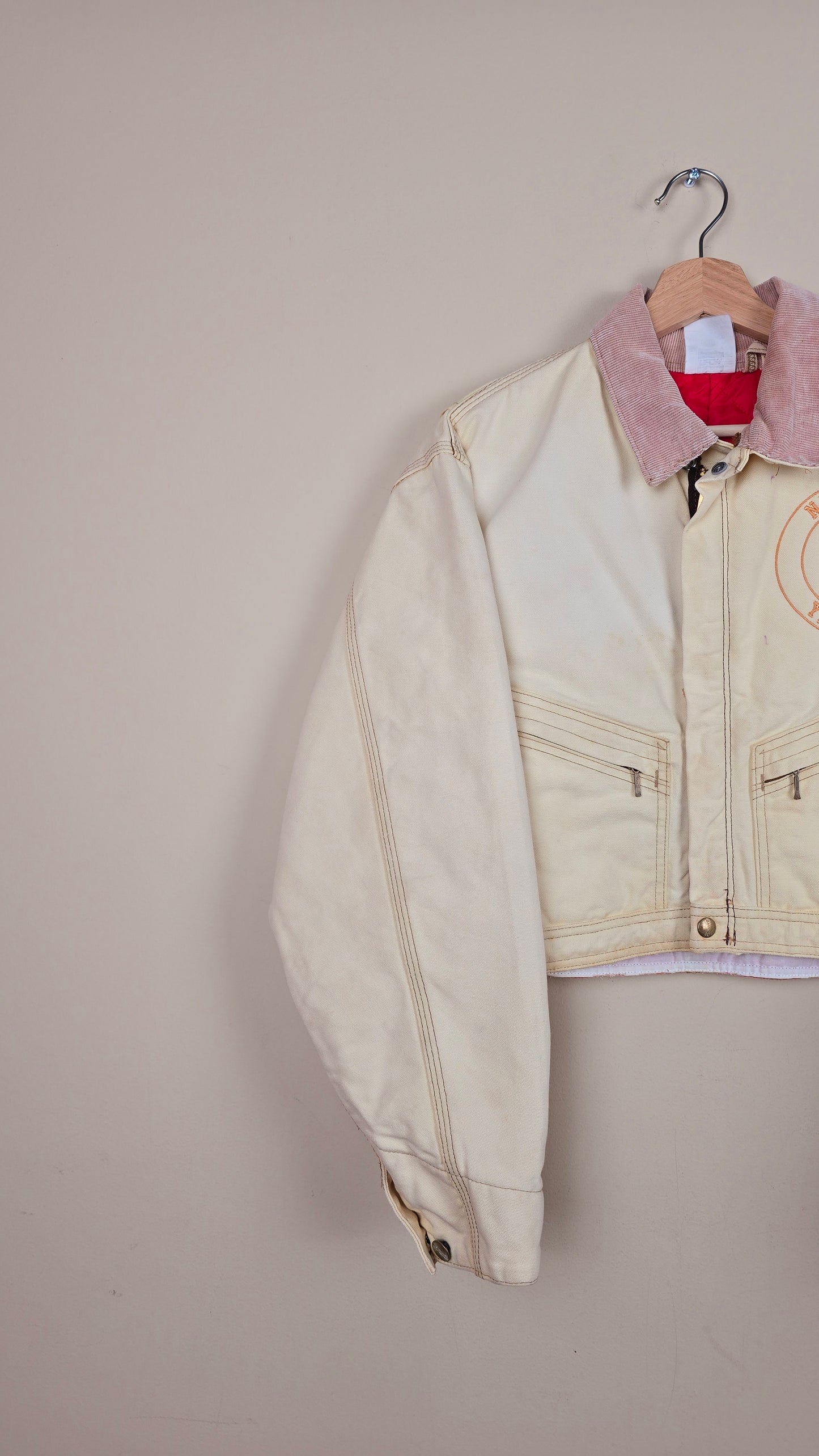 Vintage Carhartt X NY Yankees Cropped Jacket | Beige - Size S (023)
