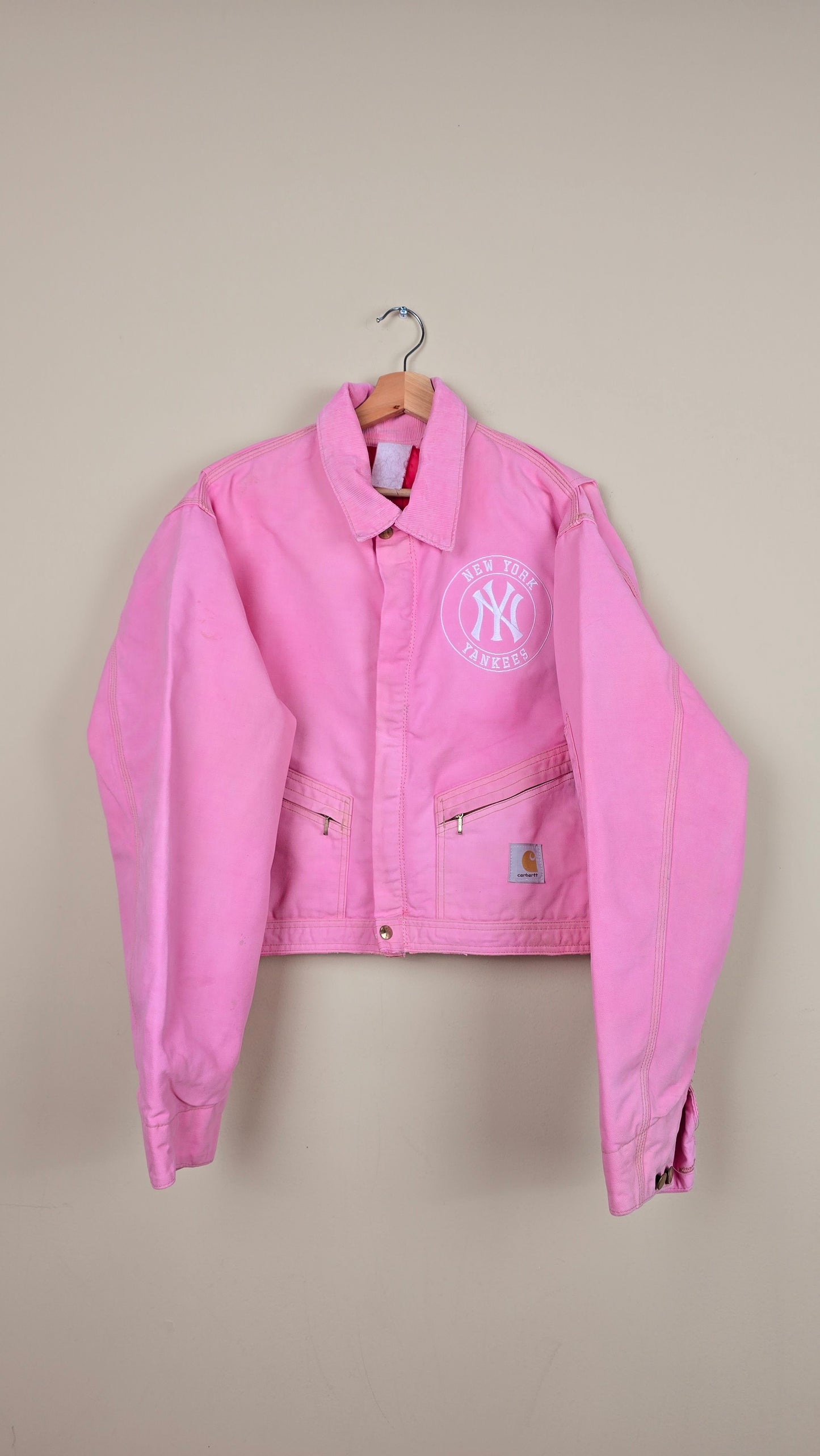 Vintage Carhartt X NY Yankees Cropped Jacket | Pink - Size xL (024)