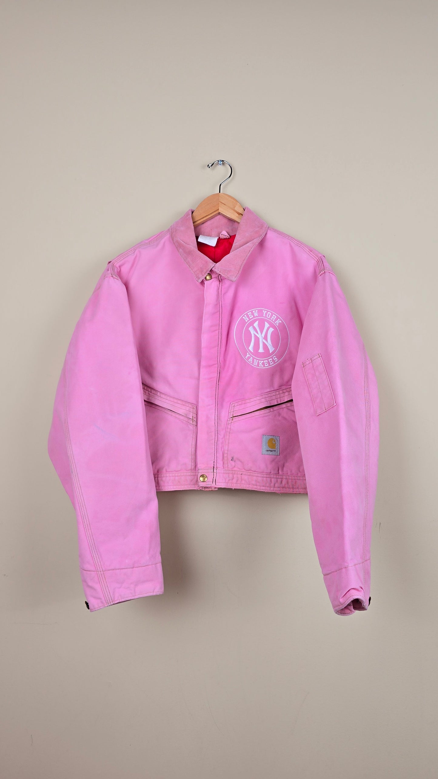 Vintage Carhartt X NY Yankees Cropped Jacket | Pink - Size xL (025)