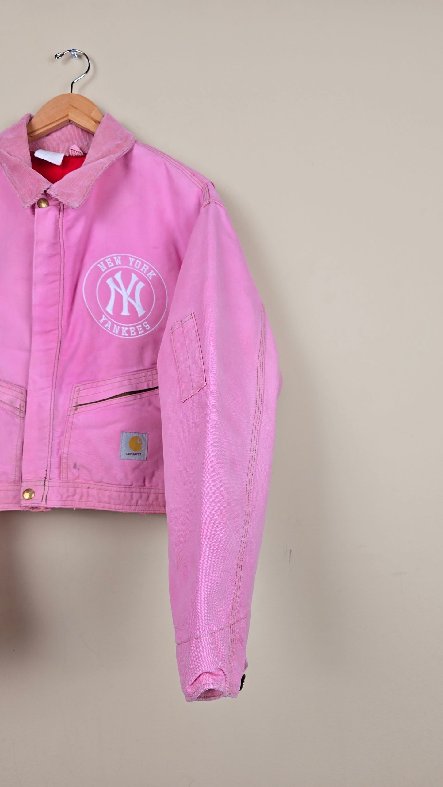 Vintage Carhartt X NY Yankees Cropped Jacket | Pink - Size xL (025)