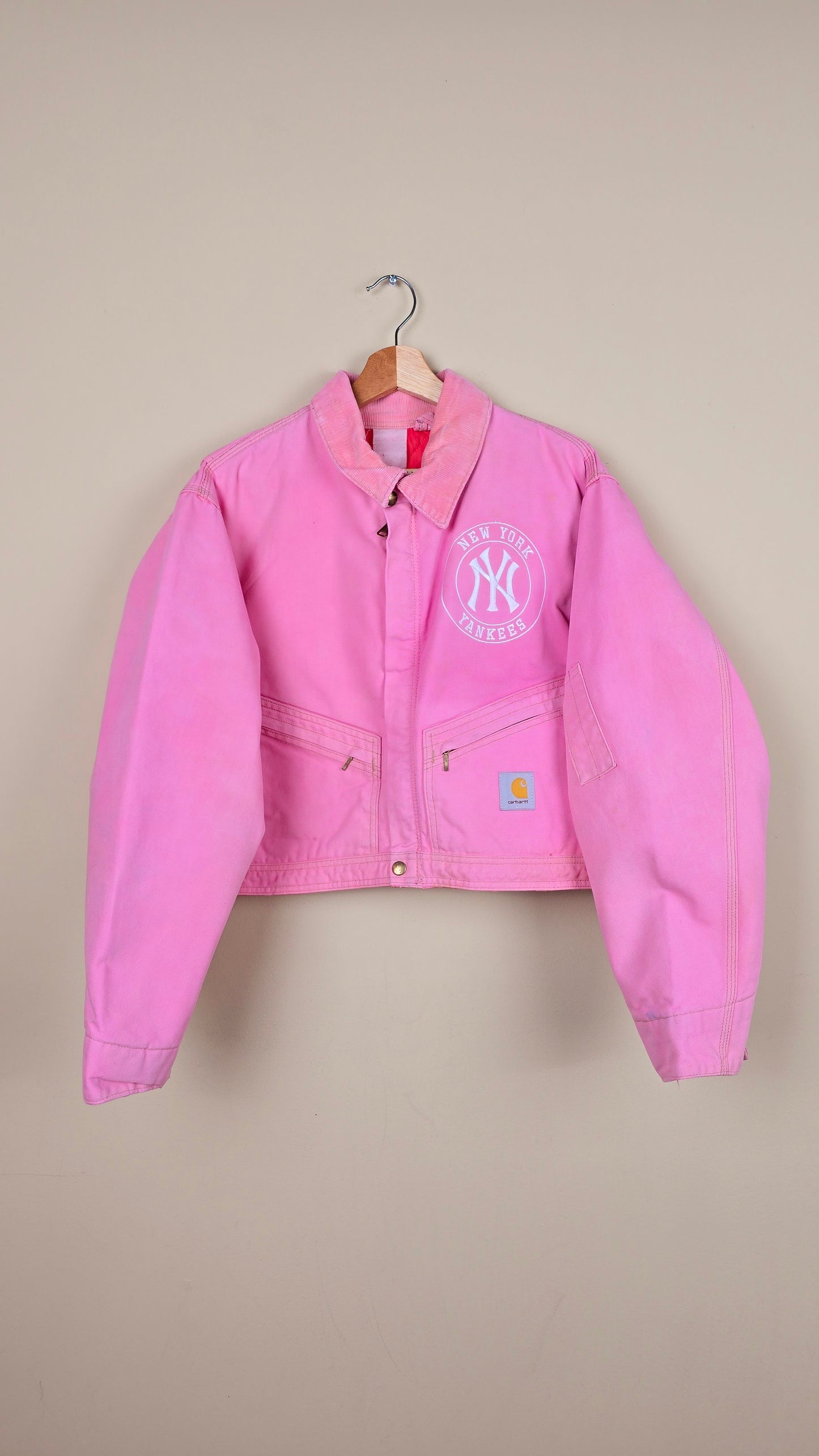 Vintage Carhartt X NY Yankees Cropped Jacket | Pink - Size M (026)