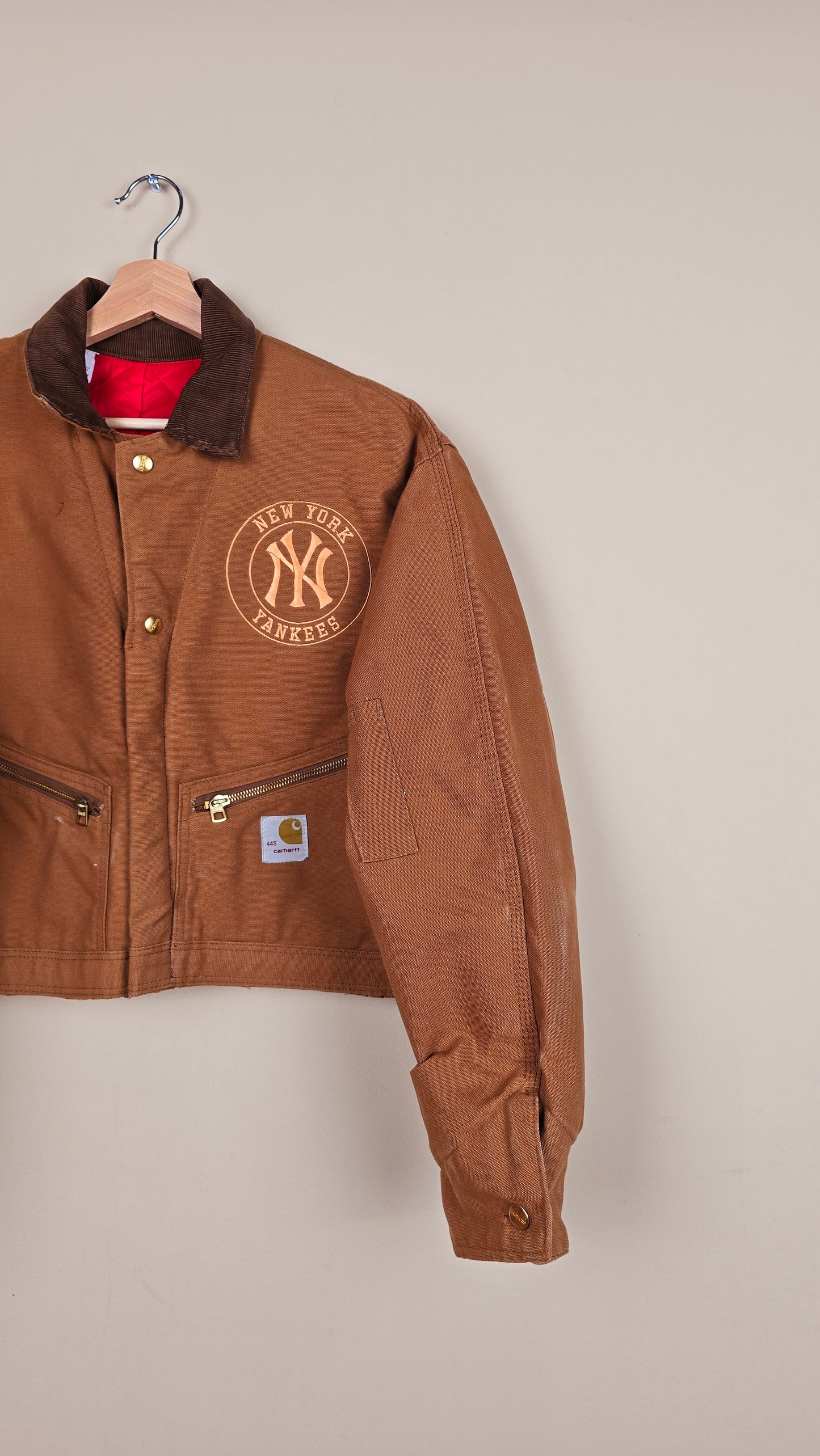 Vintage Carhartt X NY Yankees Cropped Jacket | Brown - Size M (027)