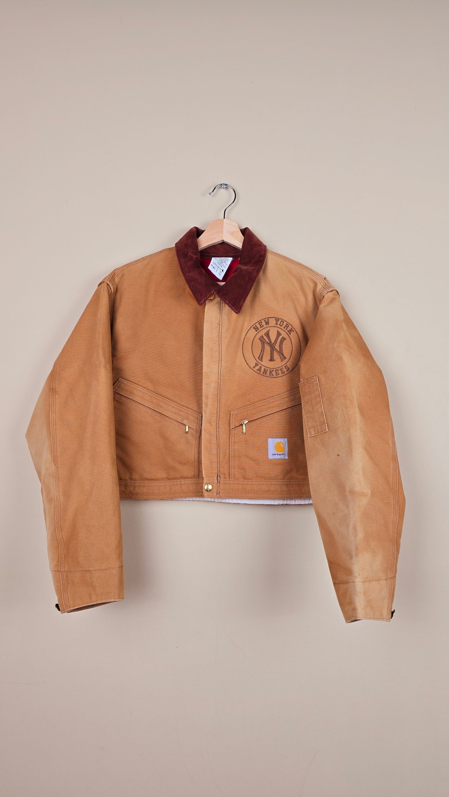 Vintage Carhartt X NY Yankees Cropped Jacket | Brown - Size M (028)