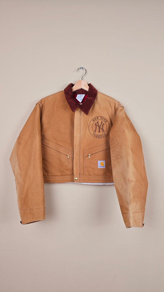 Vintage Carhartt X NY Yankees Cropped Jacket | Brown - Size M (028)