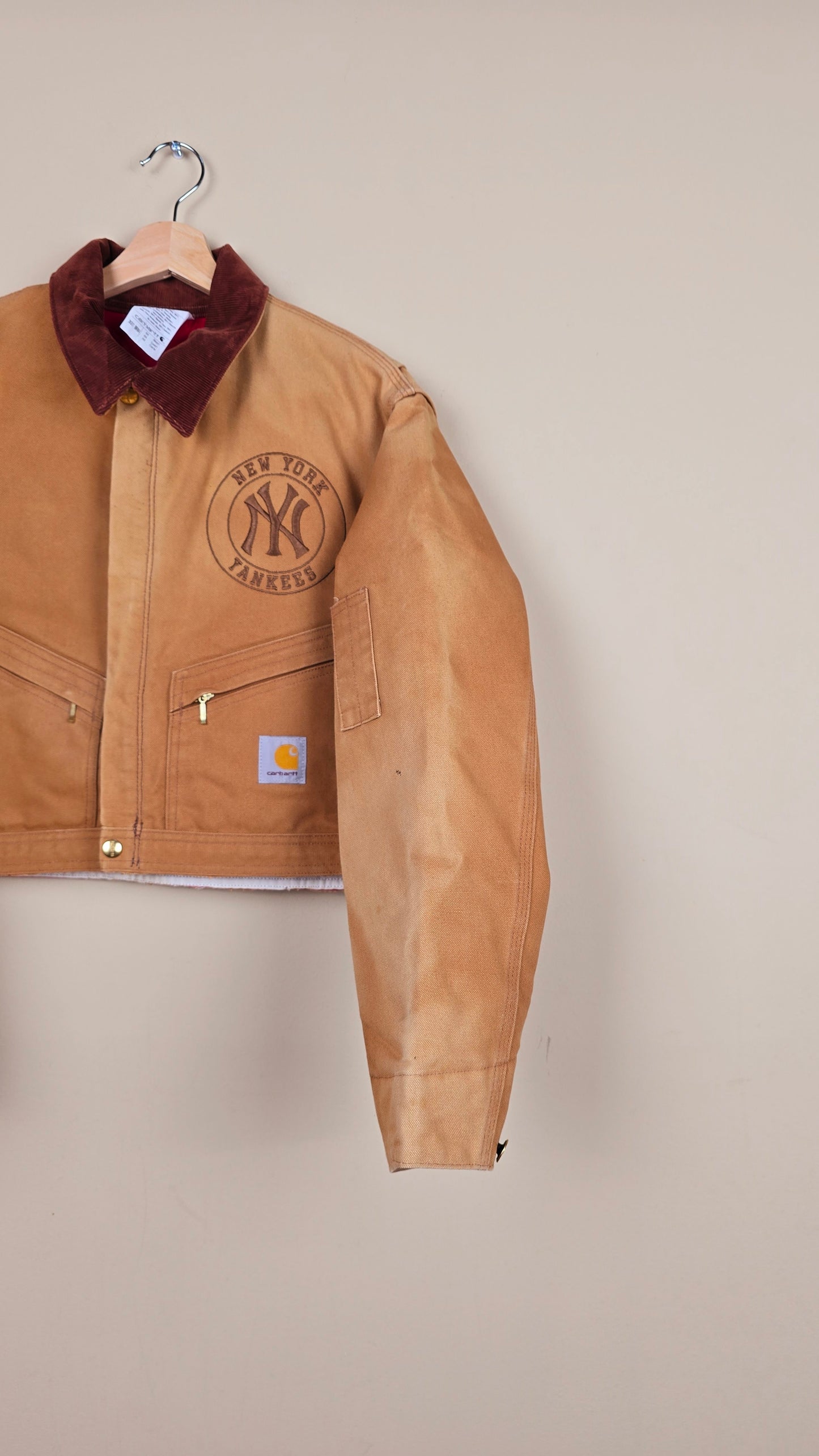 Vintage Carhartt X NY Yankees Cropped Jacket | Brown - Size M (028)