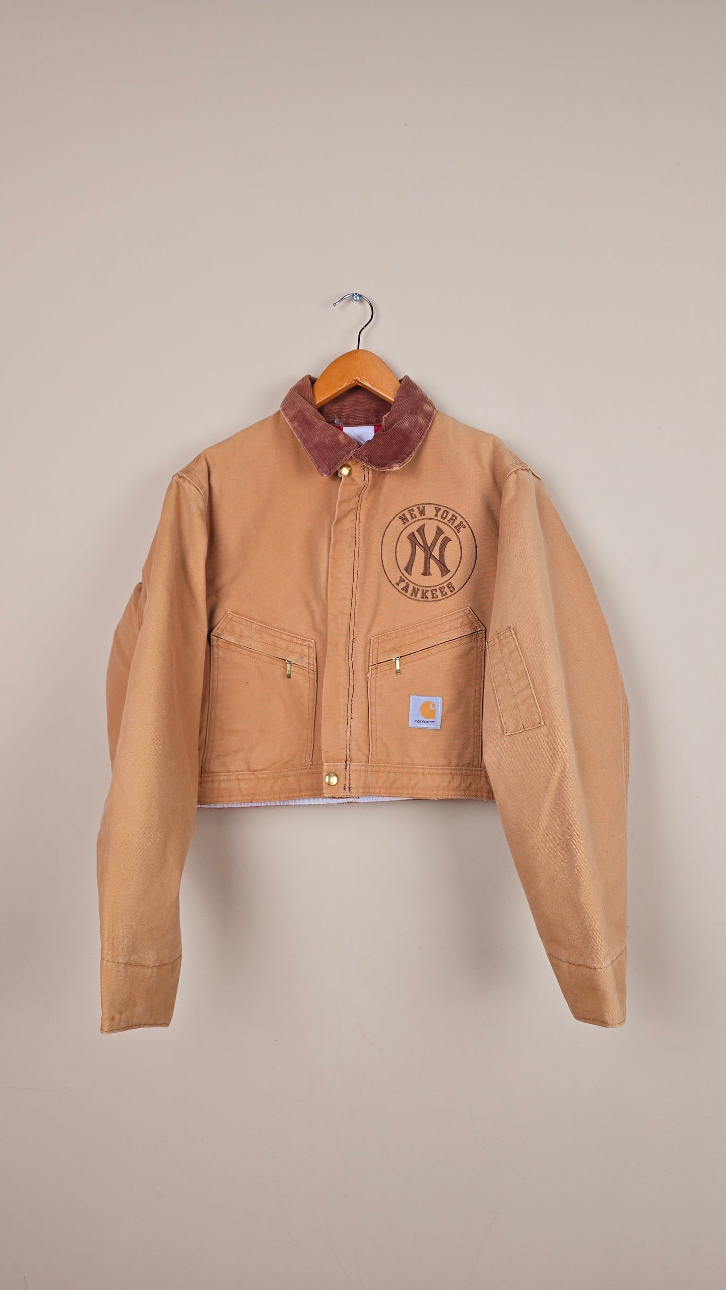 Vintage Carhartt X NY Yankees Cropped Jacket | Brown - Size S (029)