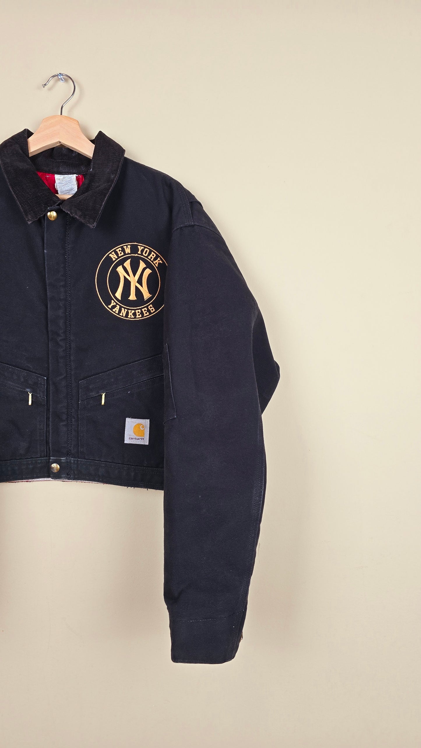 Vintage Carhartt X NY Yankees Cropped Jacket | Black - Size M (031)