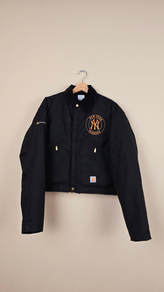 Vintage Carhartt X NY Yankees Cropped Jacket | Jet Black - Size M (033)