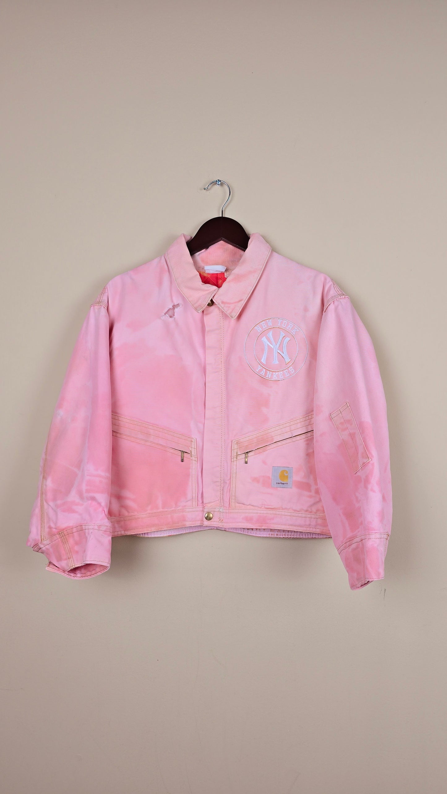 Vintage Carhartt X NY Yankees Cropped Jacket | Pink - Size M (034)
