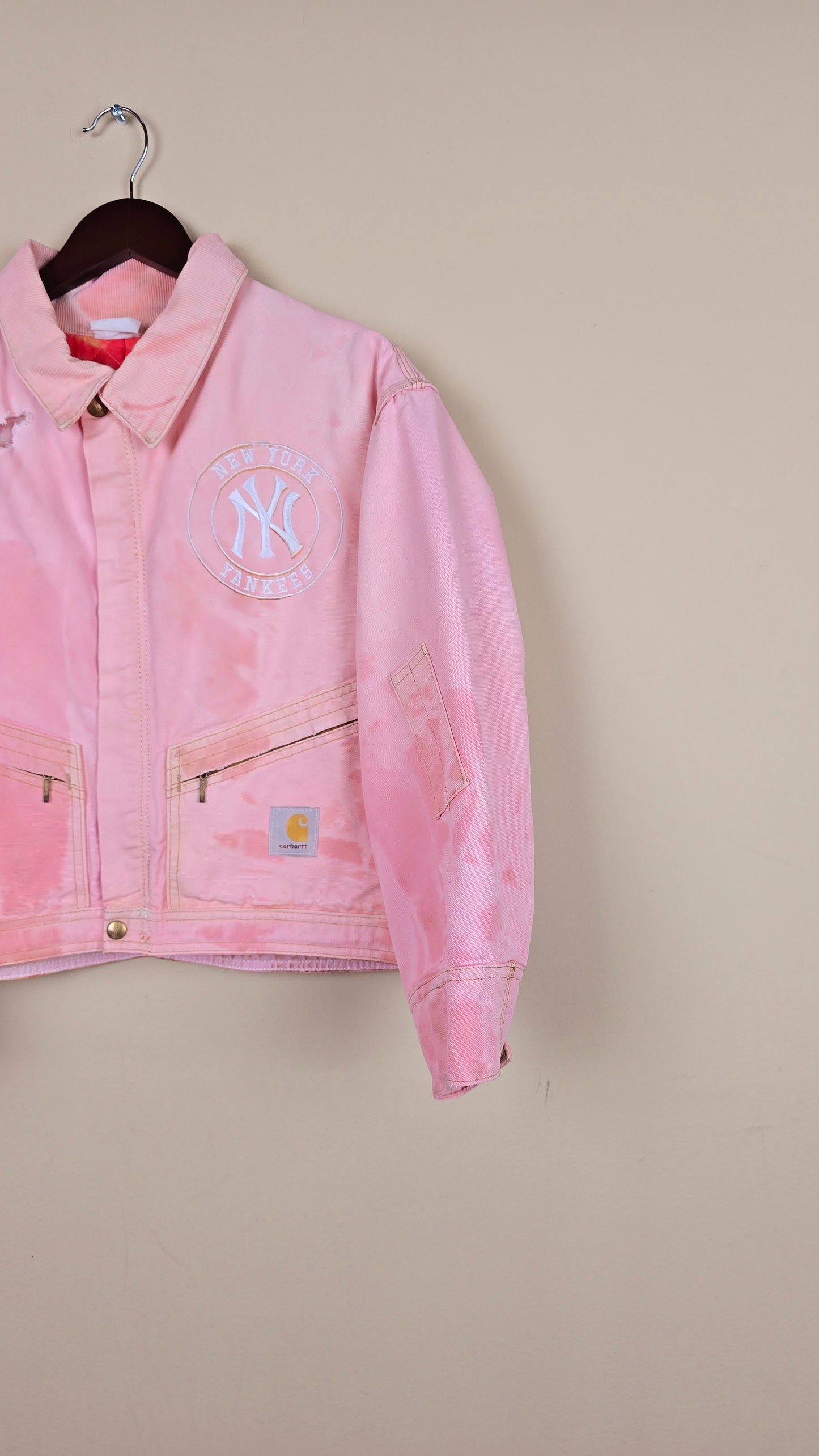 Vintage Carhartt X NY Yankees Cropped Jacket | Pink - Size M (034)