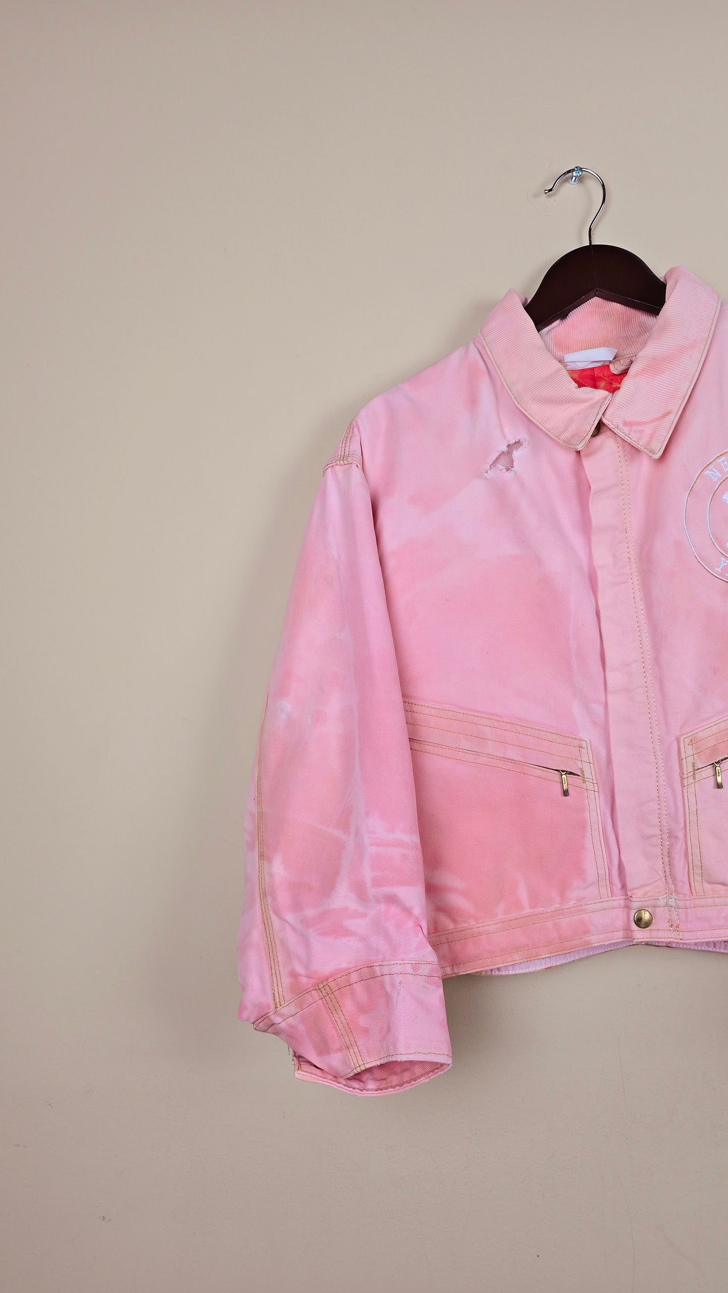 Vintage Carhartt X NY Yankees Cropped Jacket | Pink - Size M (034)