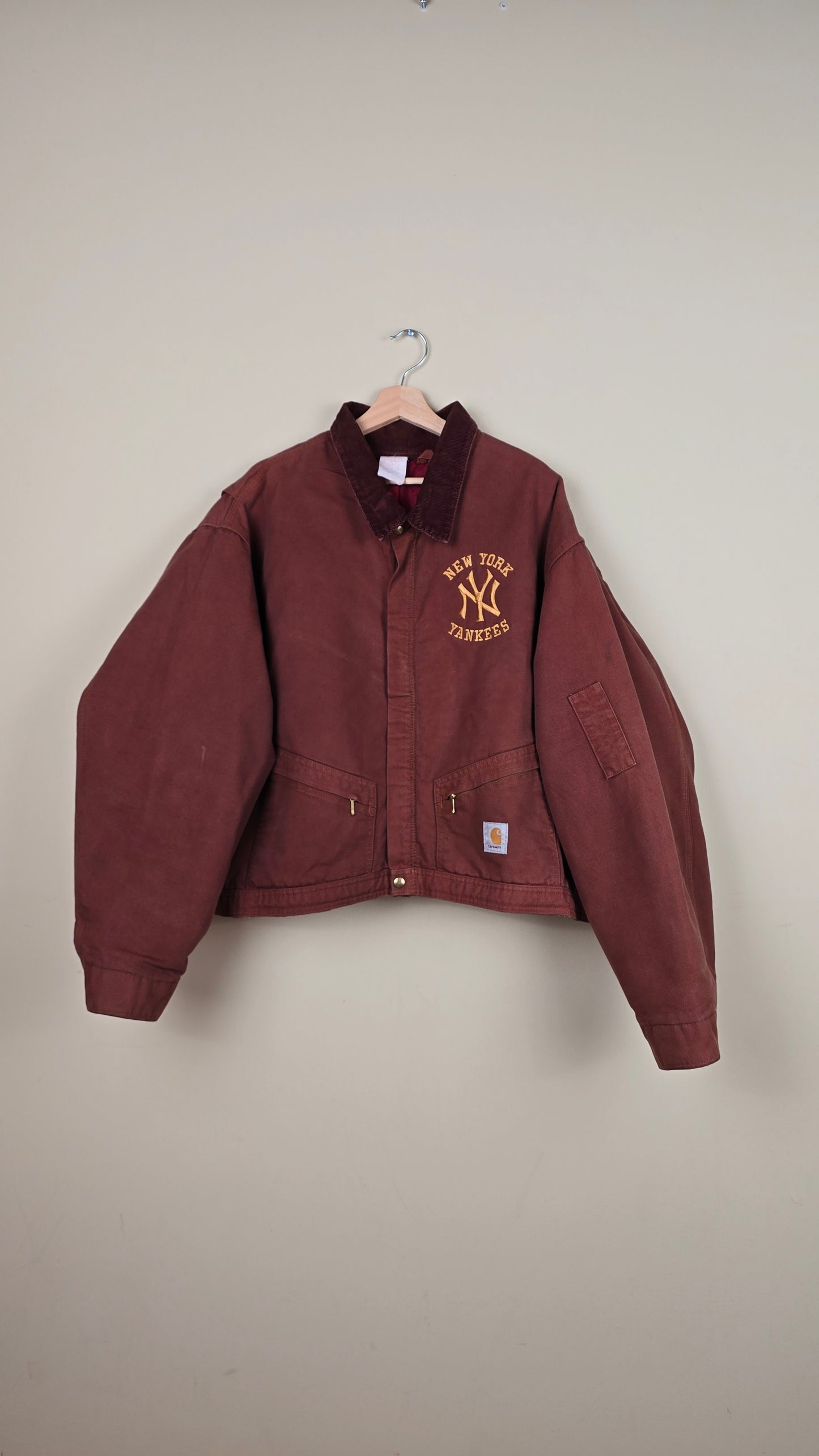 Vintage Carhartt X NY Yankees Cropped Jacket | Chocolate - Size 2xL (036)
