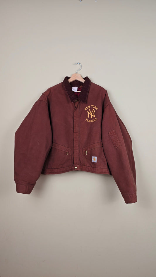 Vintage Carhartt X NY Yankees Cropped Jacket | Chocolate - Size 2xL (036)