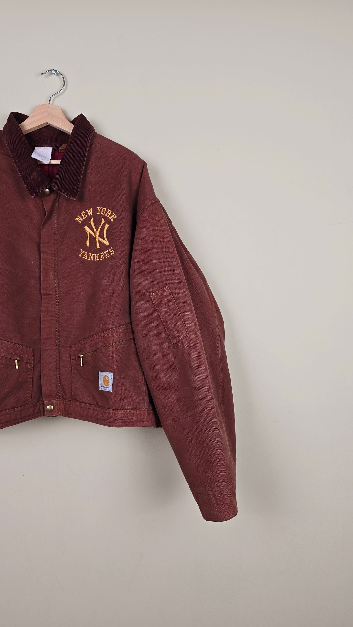 Vintage Carhartt X NY Yankees Cropped Jacket | Chocolate - Size 2xL (036)