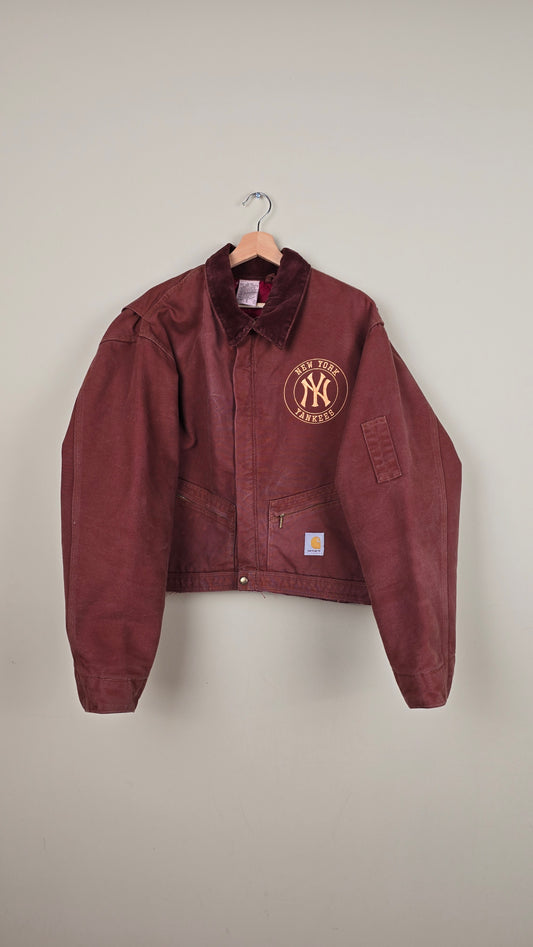 Vintage Carhartt X NY Yankees Cropped Jacket | Chocolate - Size 2xL (037)