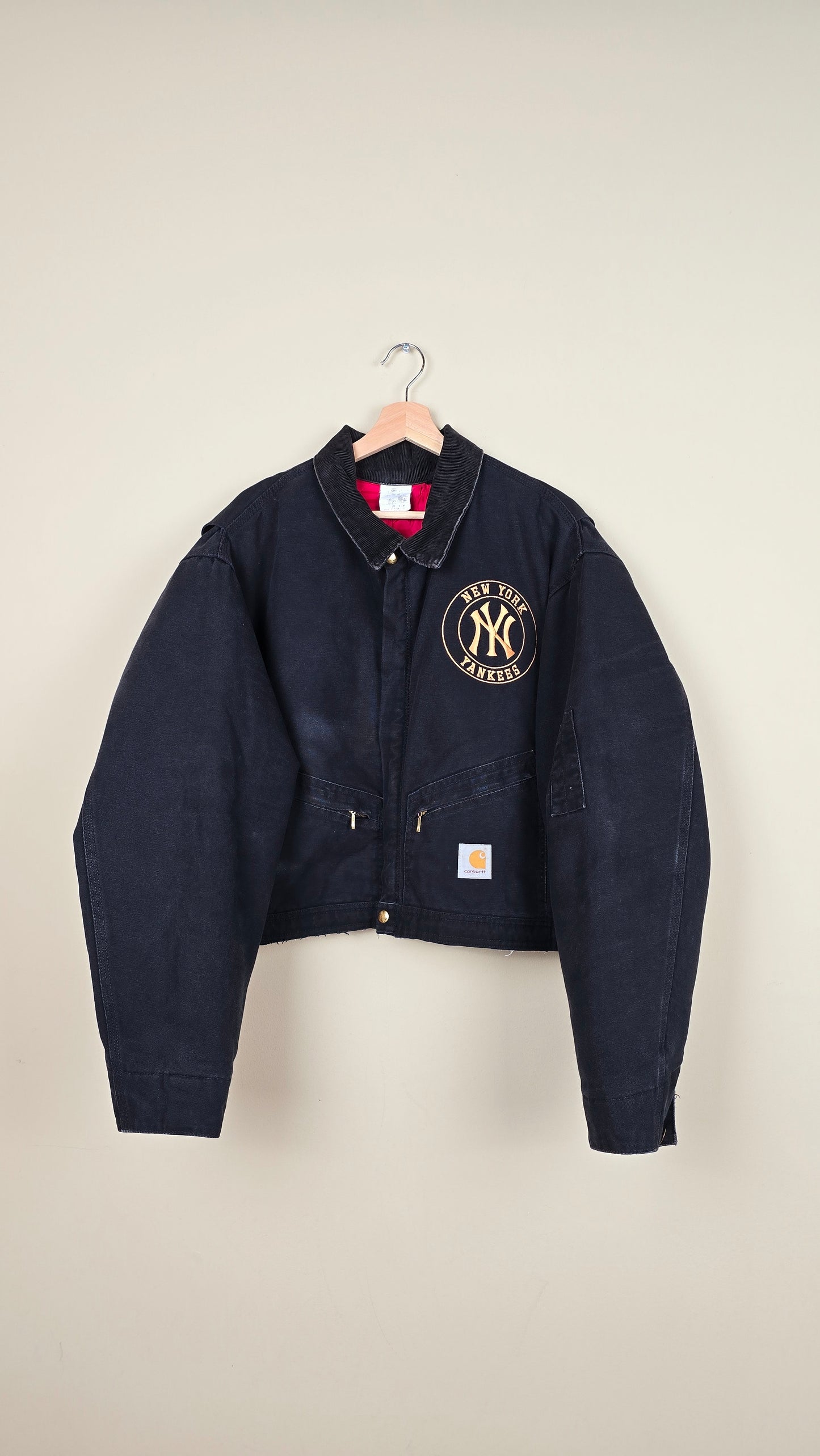 Vintage Carhartt X NY Yankees Cropped Jacket | Black - Size 2xL (038)