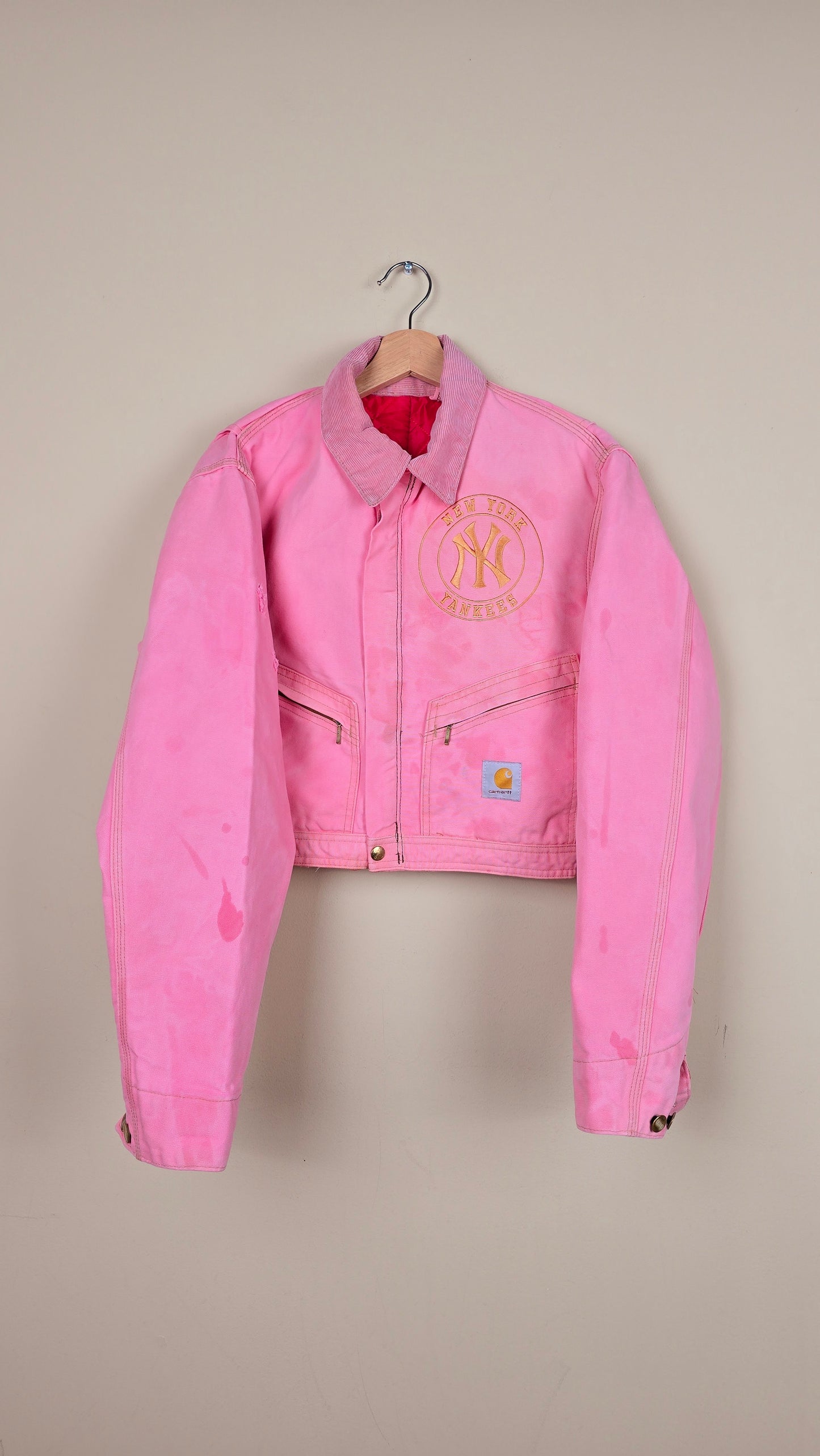 Vintage Carhartt X NY Yankees Cropped Jacket | Pink - Size S (041)
