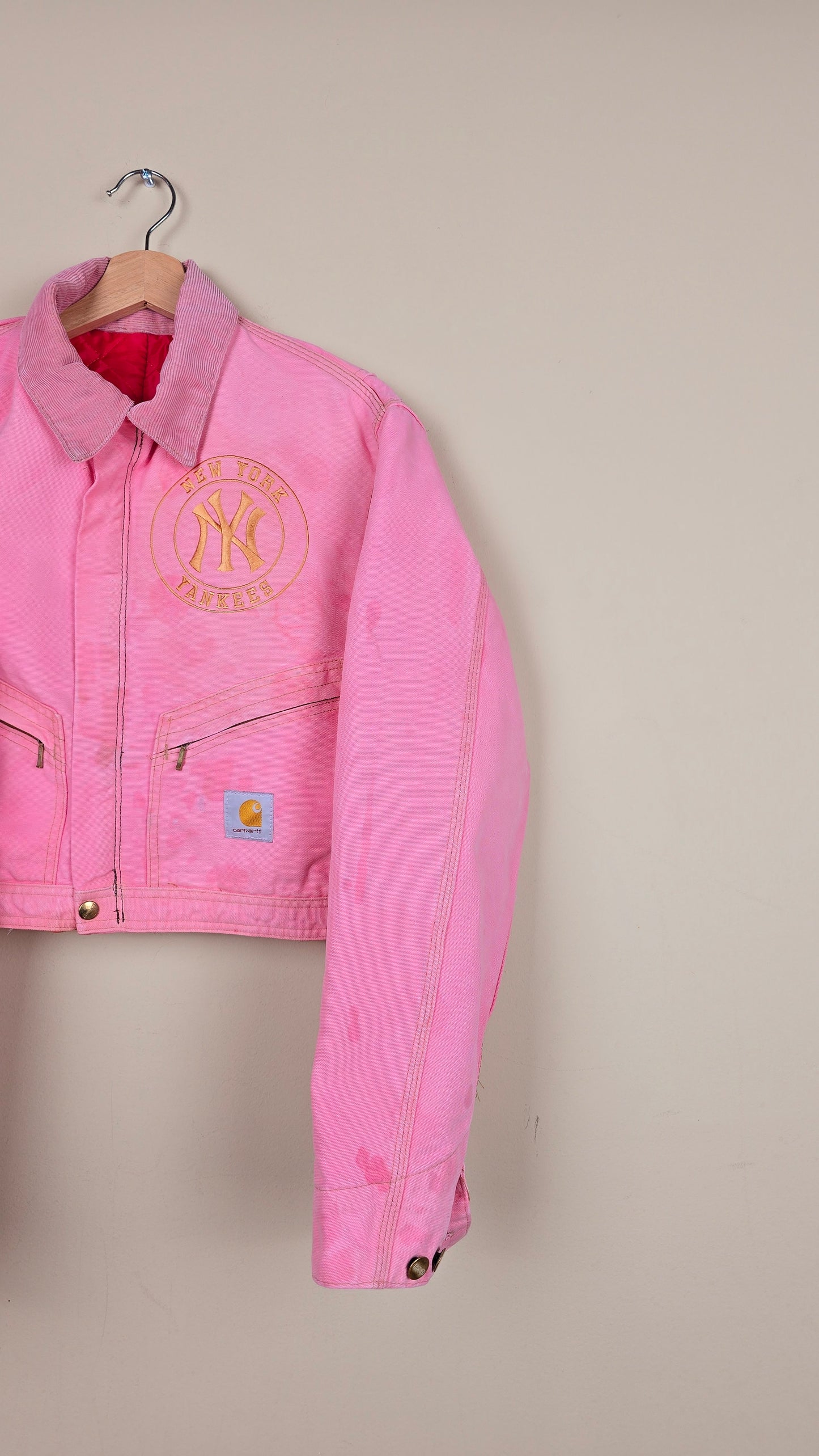 Vintage Carhartt X NY Yankees Cropped Jacket | Pink - Size S (041)