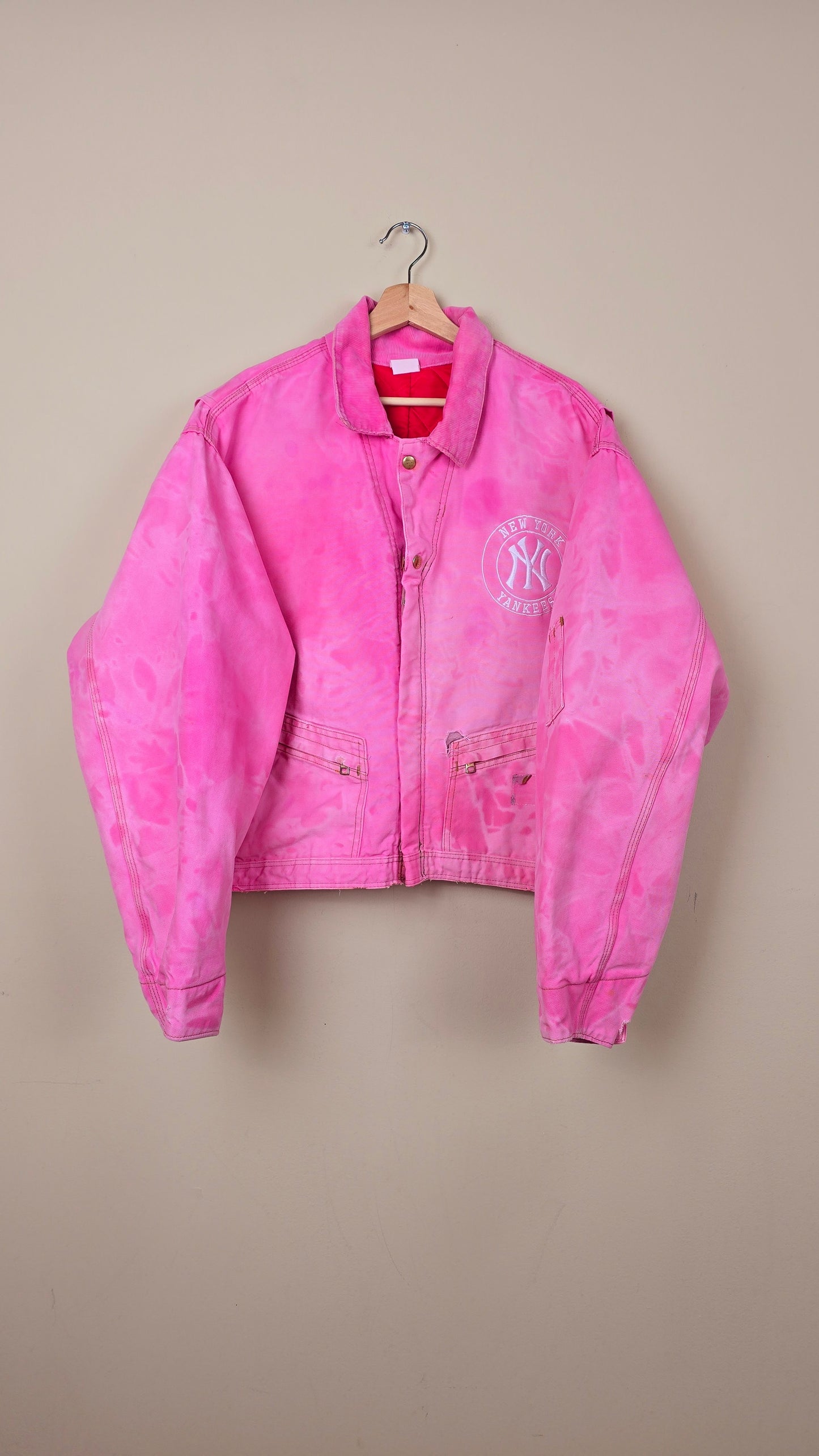Vintage Carhartt X NY Yankees Cropped Jacket | Pink - Size 2xL (042)