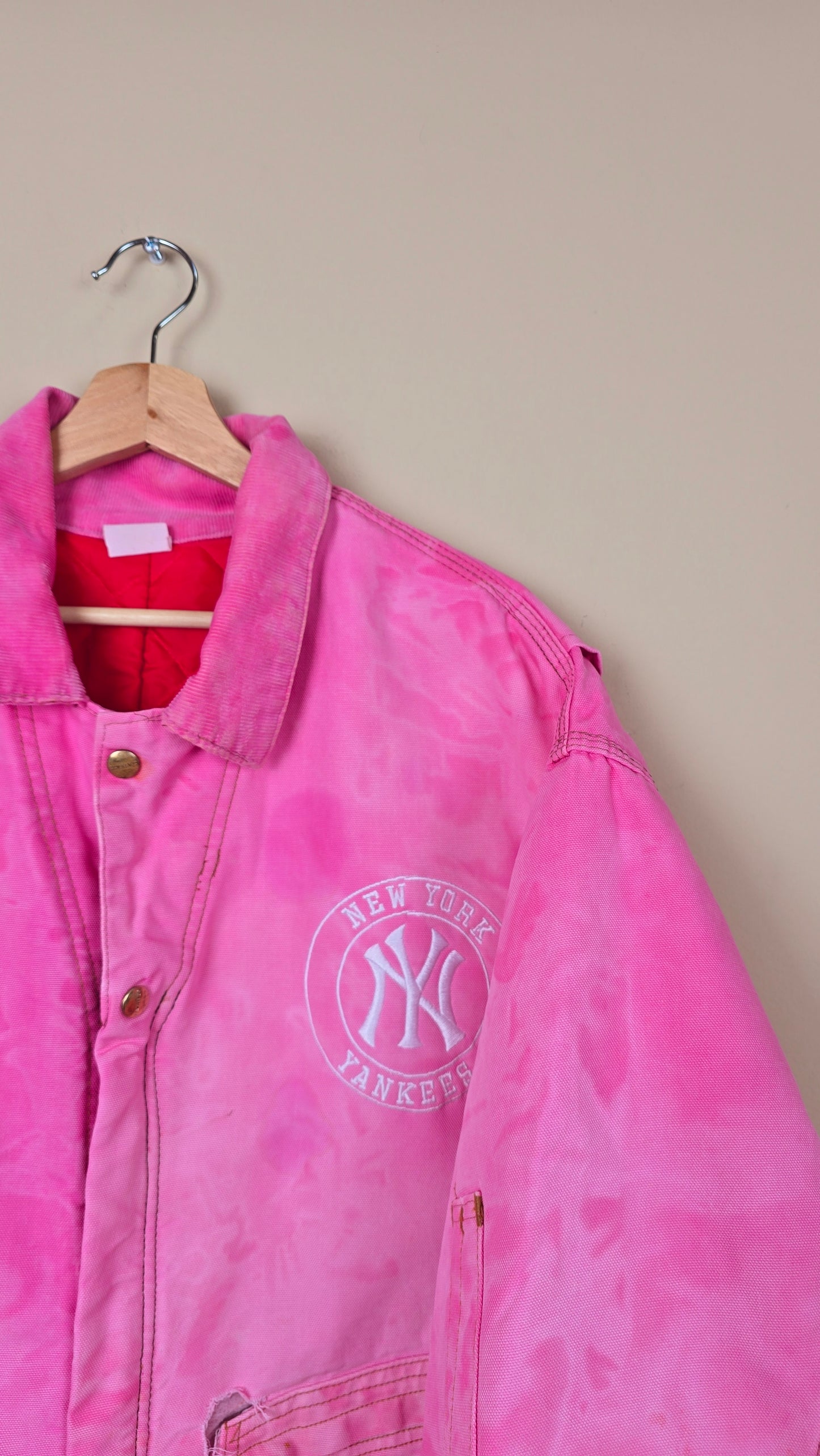 Vintage Carhartt X NY Yankees Cropped Jacket | Pink - Size 2xL (042)