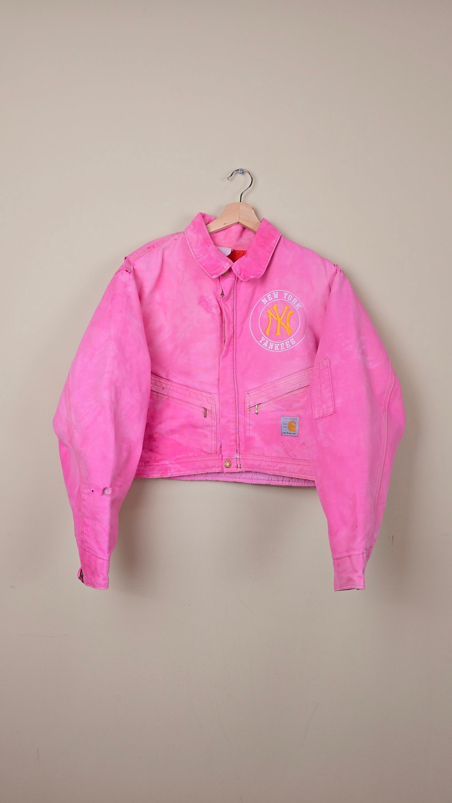 Vintage Carhartt X NY Yankees Cropped Jacket | Pink - Size M (043)