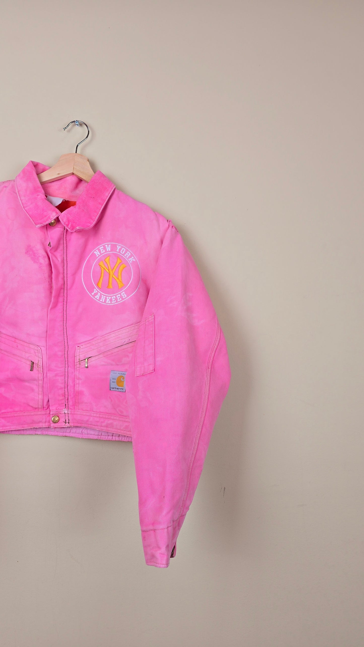 Vintage Carhartt X NY Yankees Cropped Jacket | Pink - Size M (043)